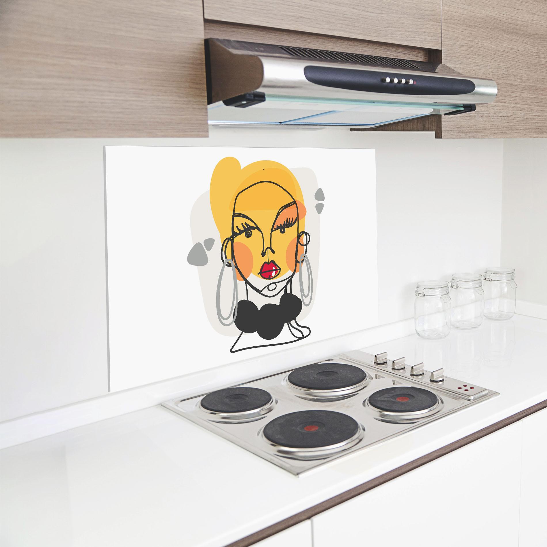 Konyhai üveg hátfal Abstract Blonde Face mockup 8