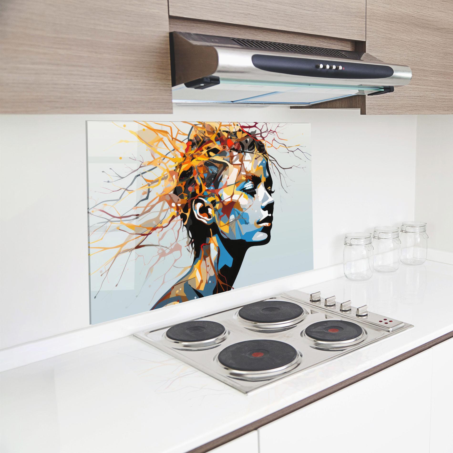 Konyhai üveg hátfal Branches Hair mockup 8