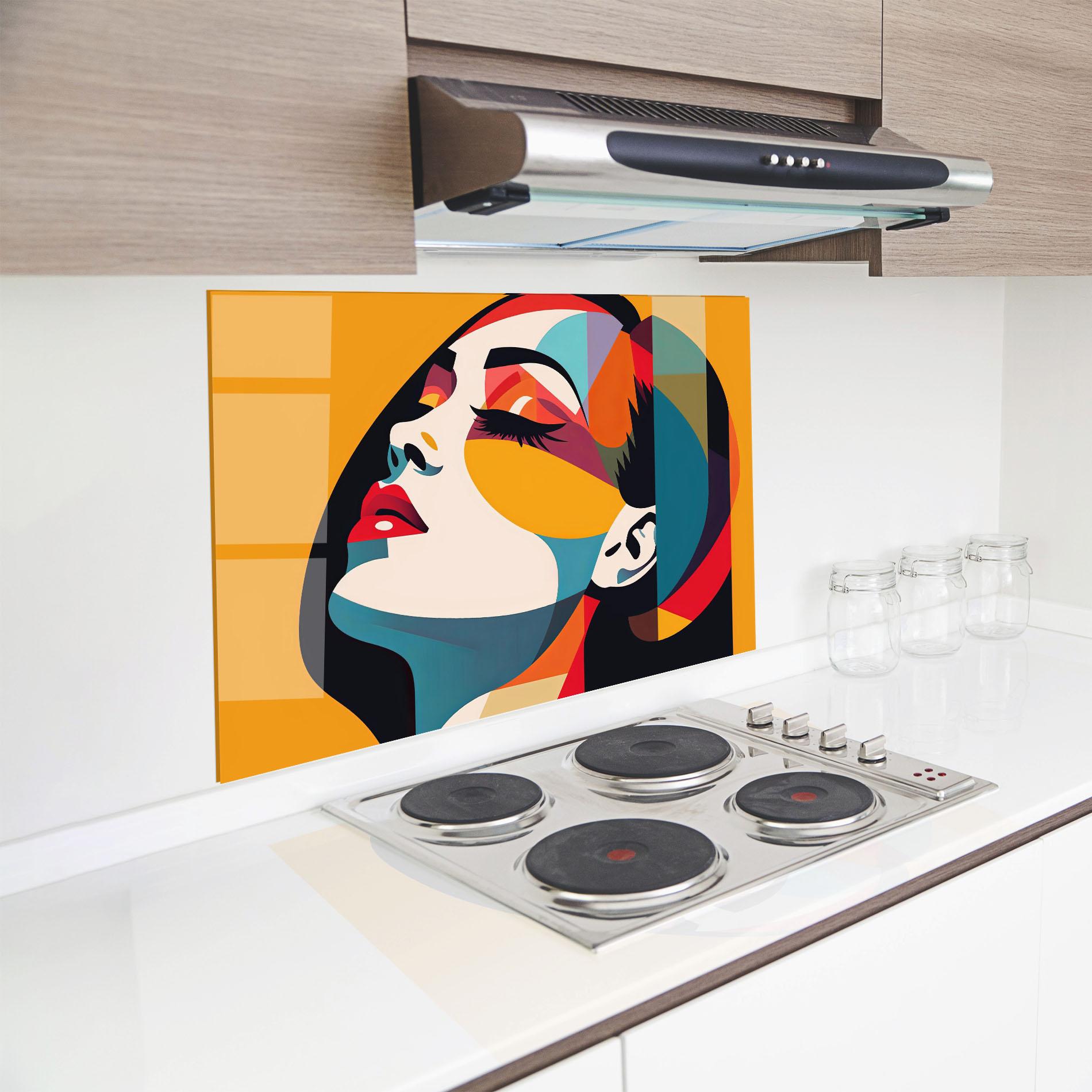 Konyhai üveg hátfal Dreamy Yellow Female mockup 8