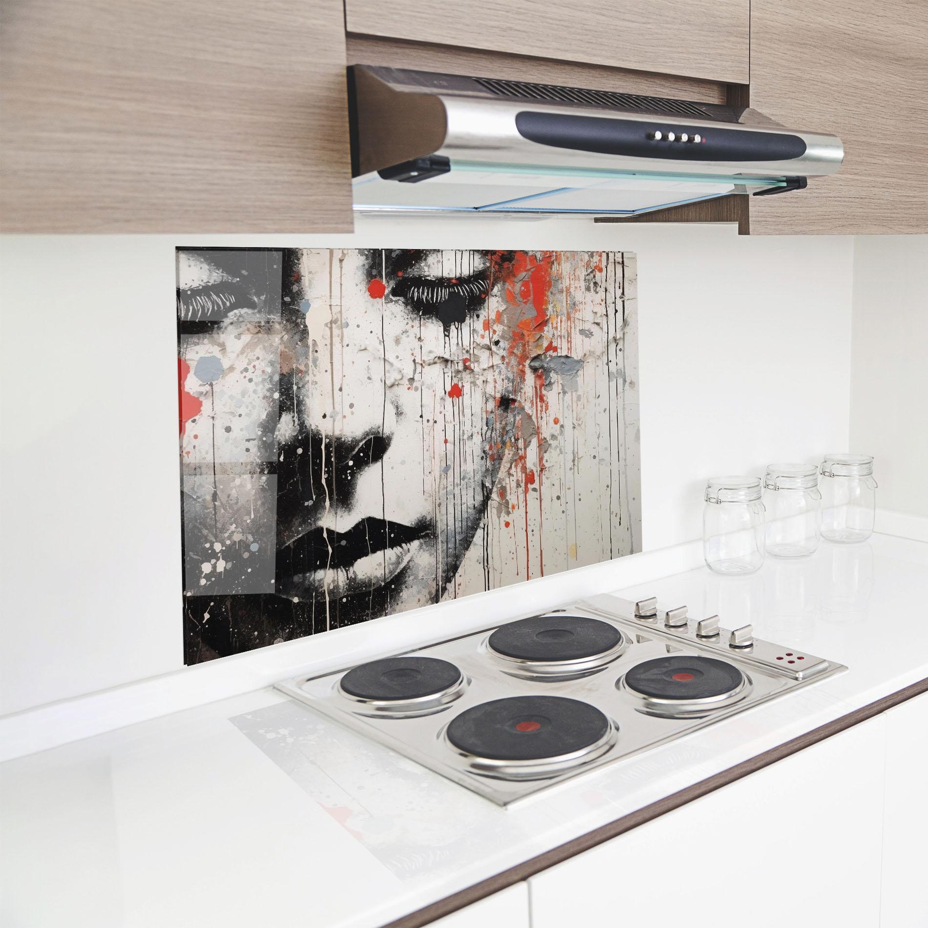 Konyhai üveg hátfal Ink Street Graffiti mockup 8