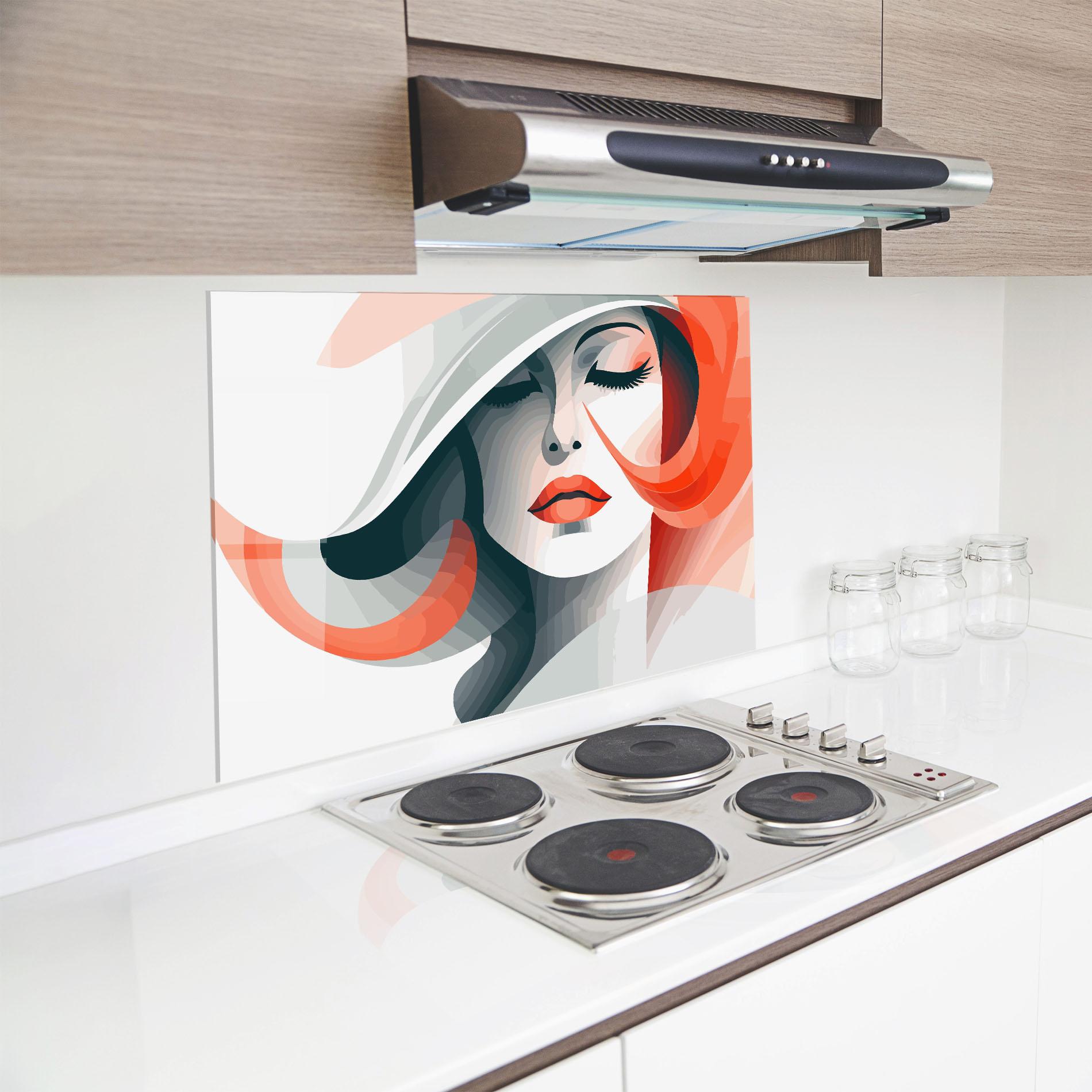 Konyhai üveg hátfal Red Abstract Hair mockup 8