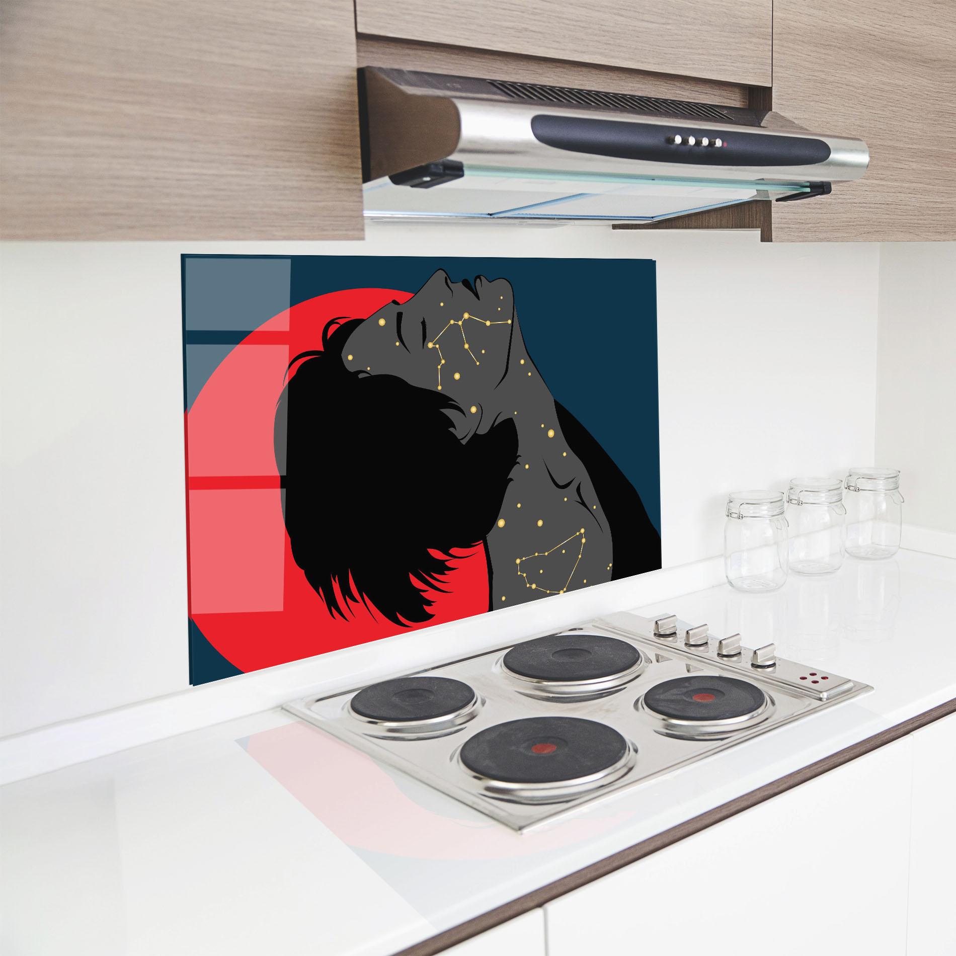 Konyhai üveg hátfal Woman Galaxy mockup 8