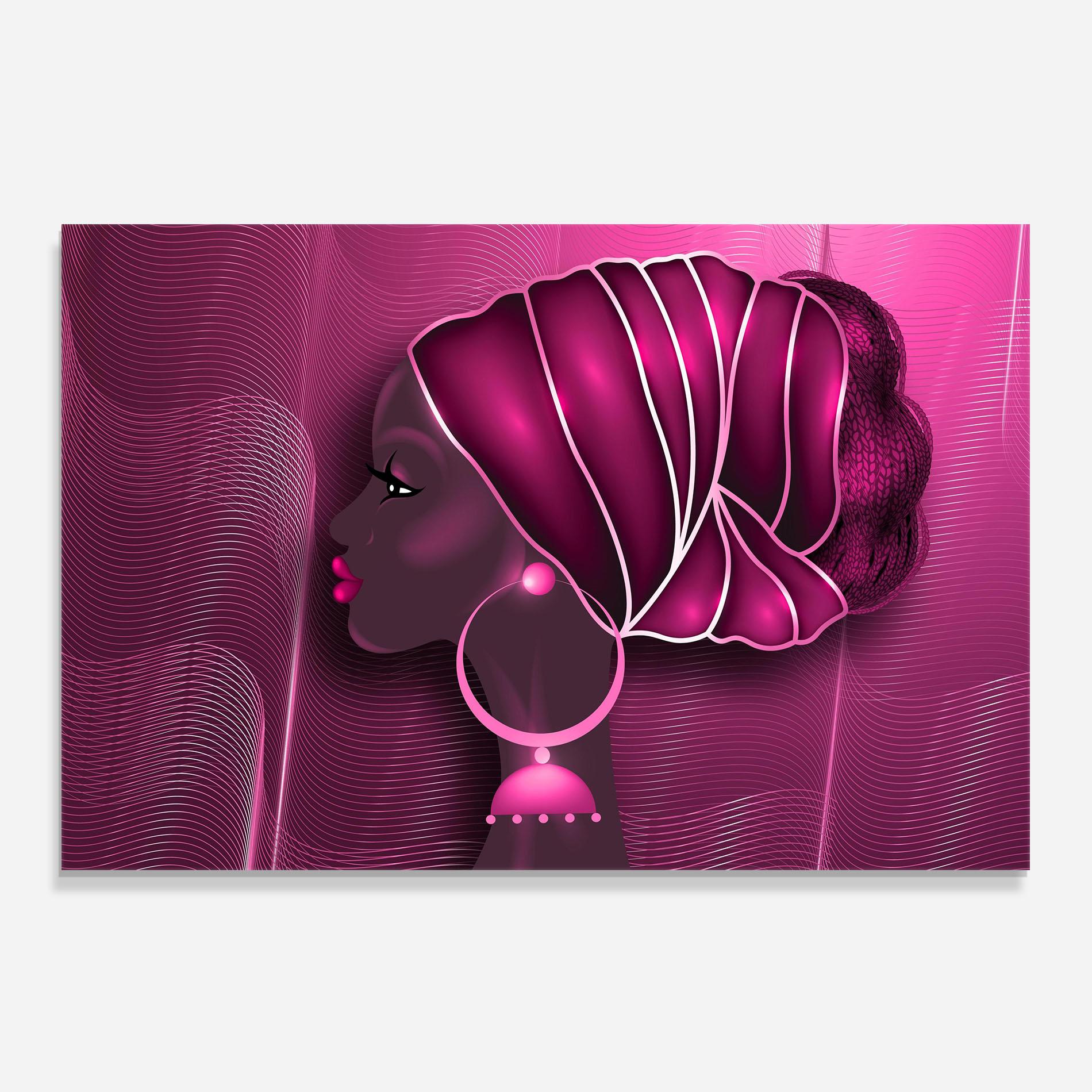 Konyhai üveg hátfal African Pink Woman mockup 0