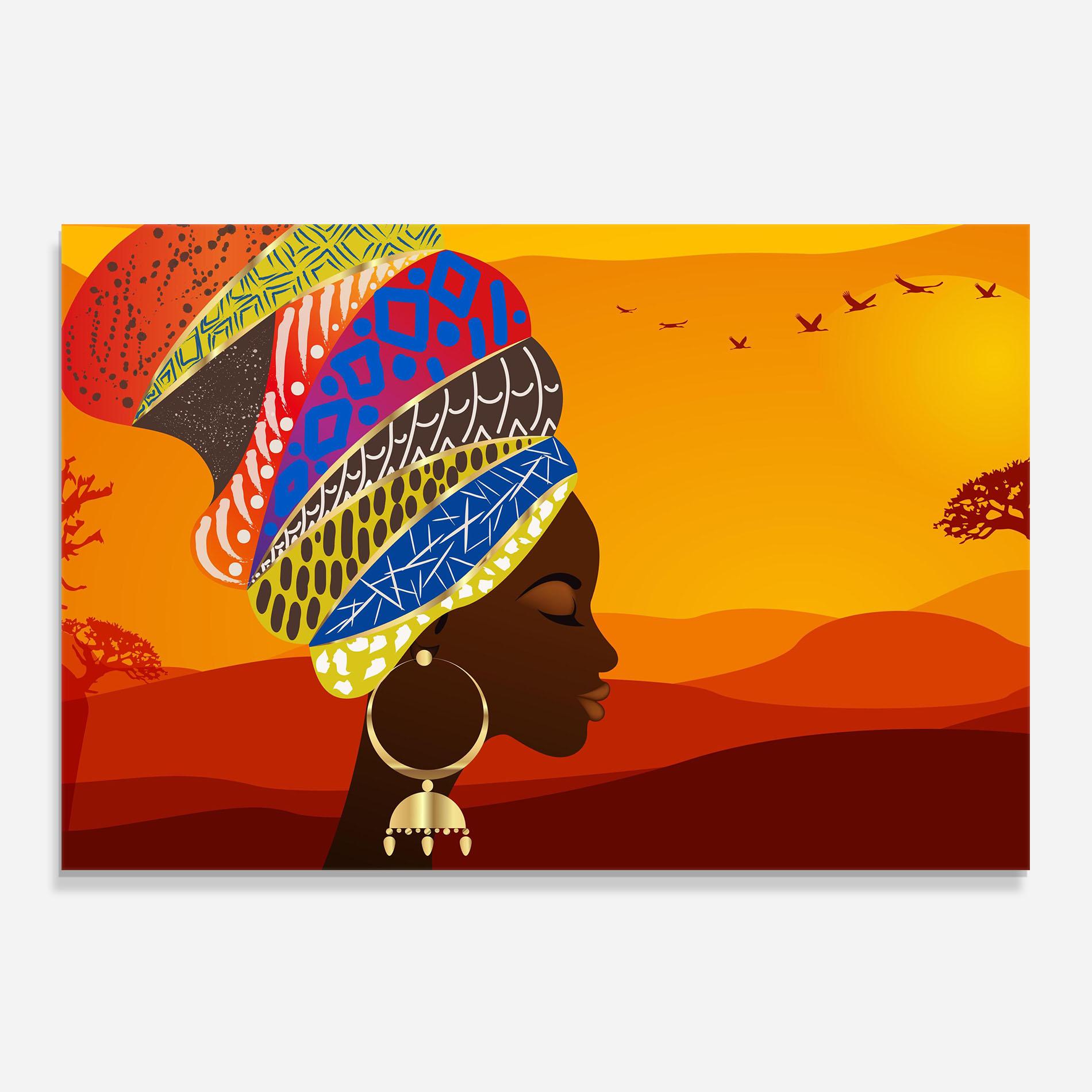 Konyhai üveg hátfal African View Woman mockup 0