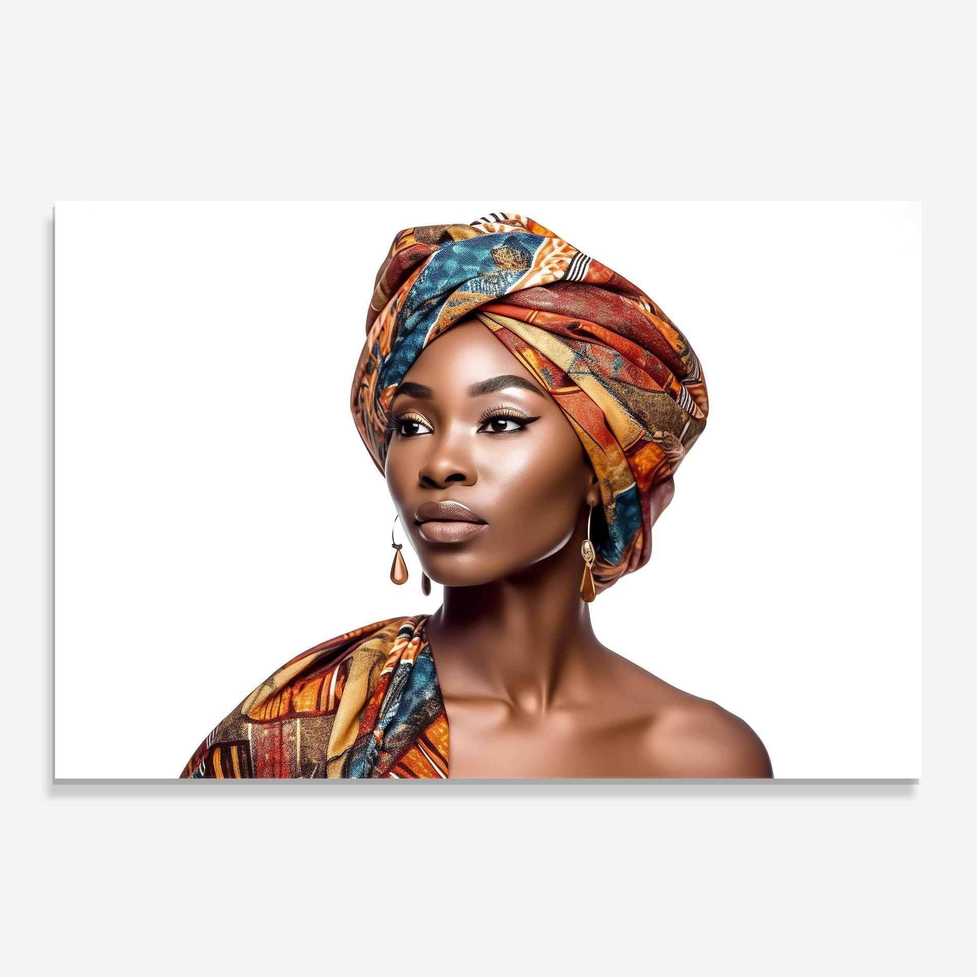 Konyhai üveg hátfal African Woman Turban mockup 0
