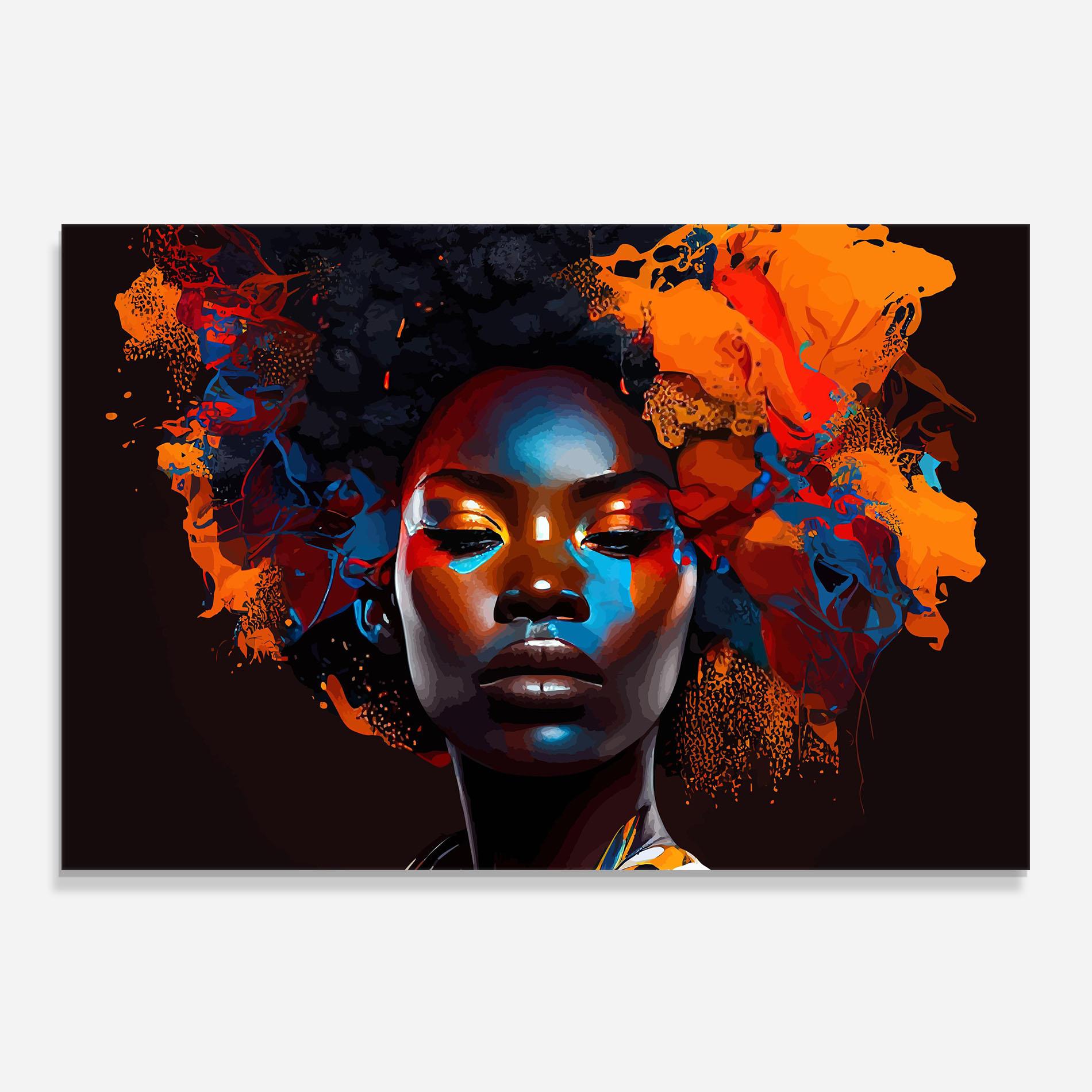 Konyhai üveg hátfal Africat Yellow Hair mockup 0