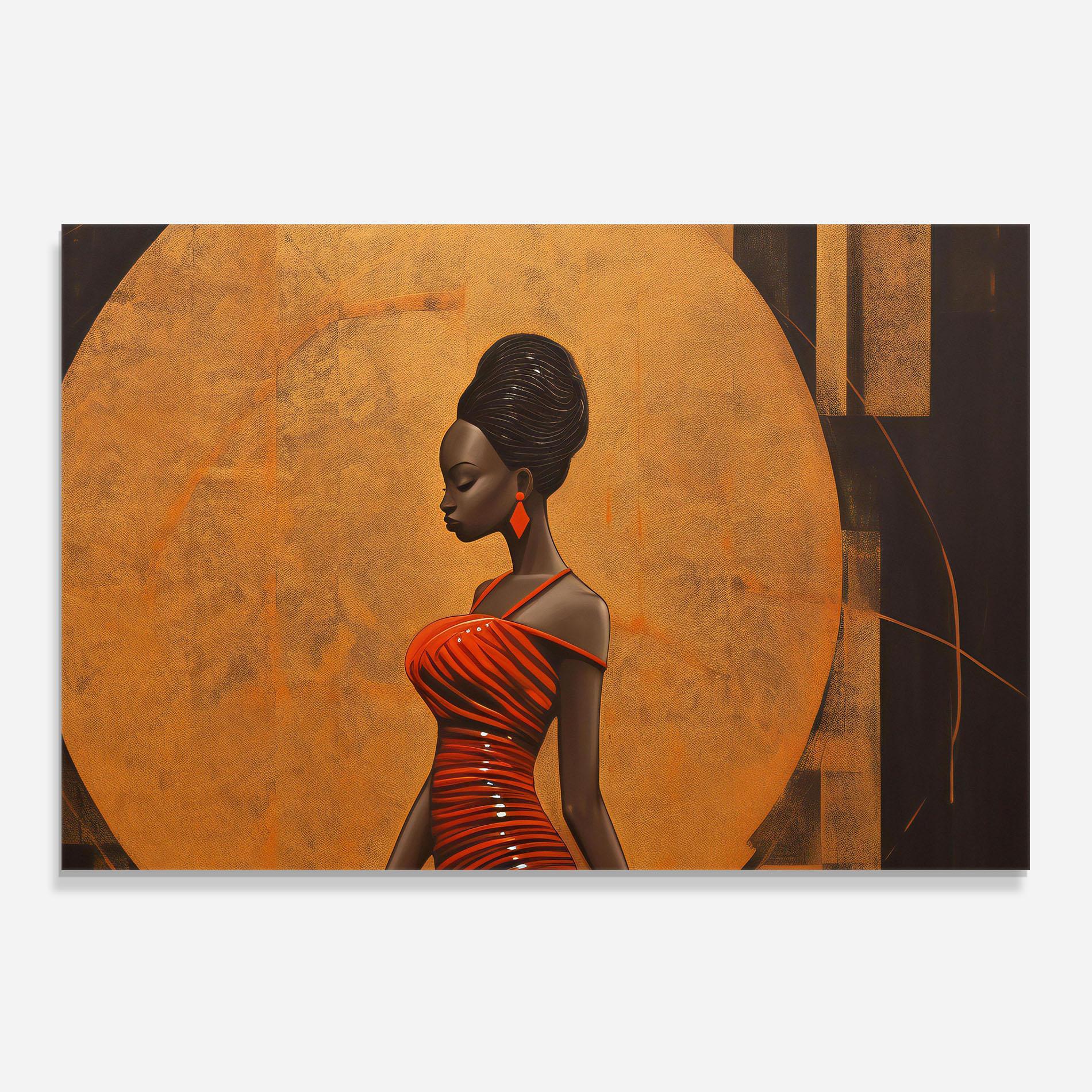 Konyhai üveg hátfal Beautiful African Red Dress mockup 0