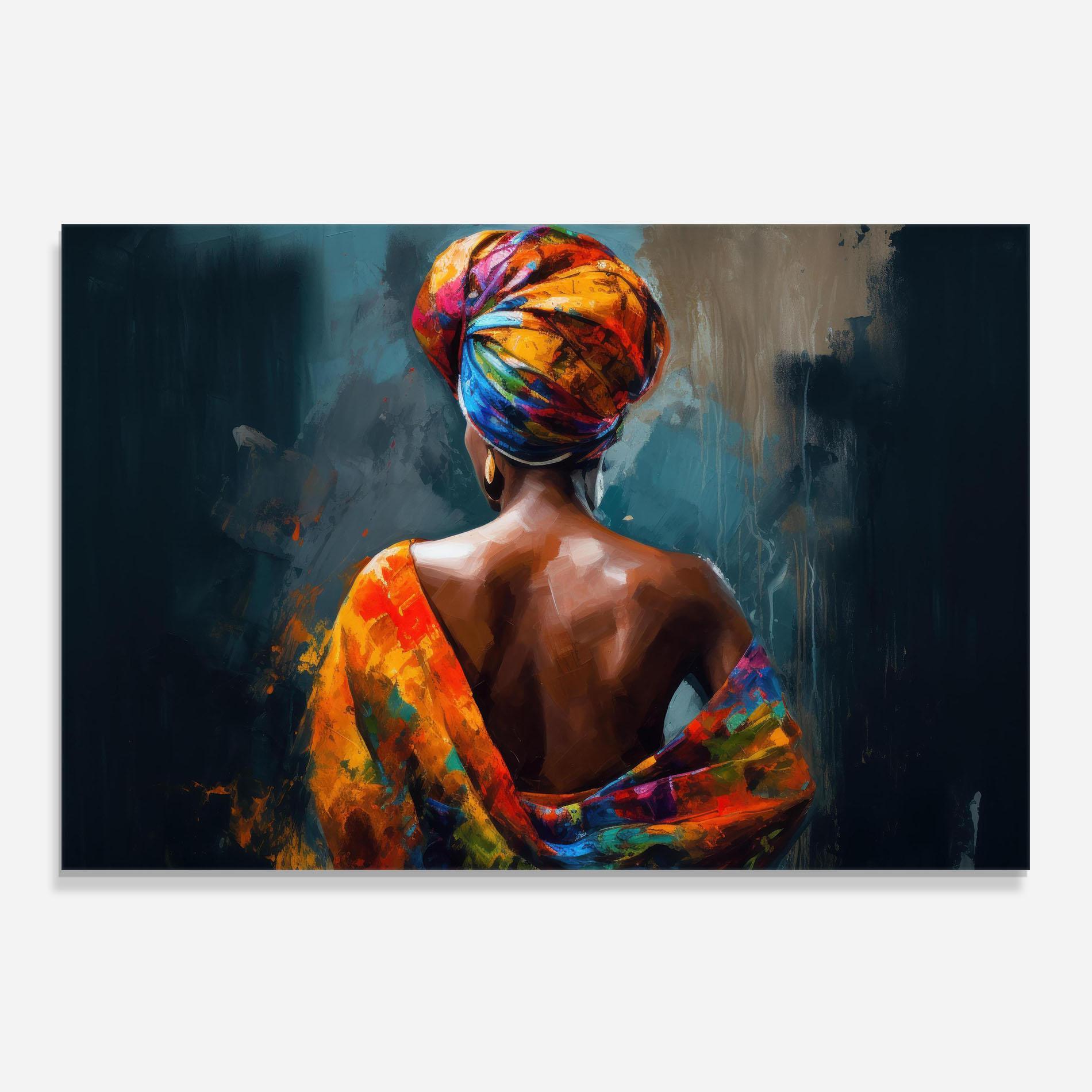 Konyhai üveg hátfal Colorful Turban Woman mockup 0