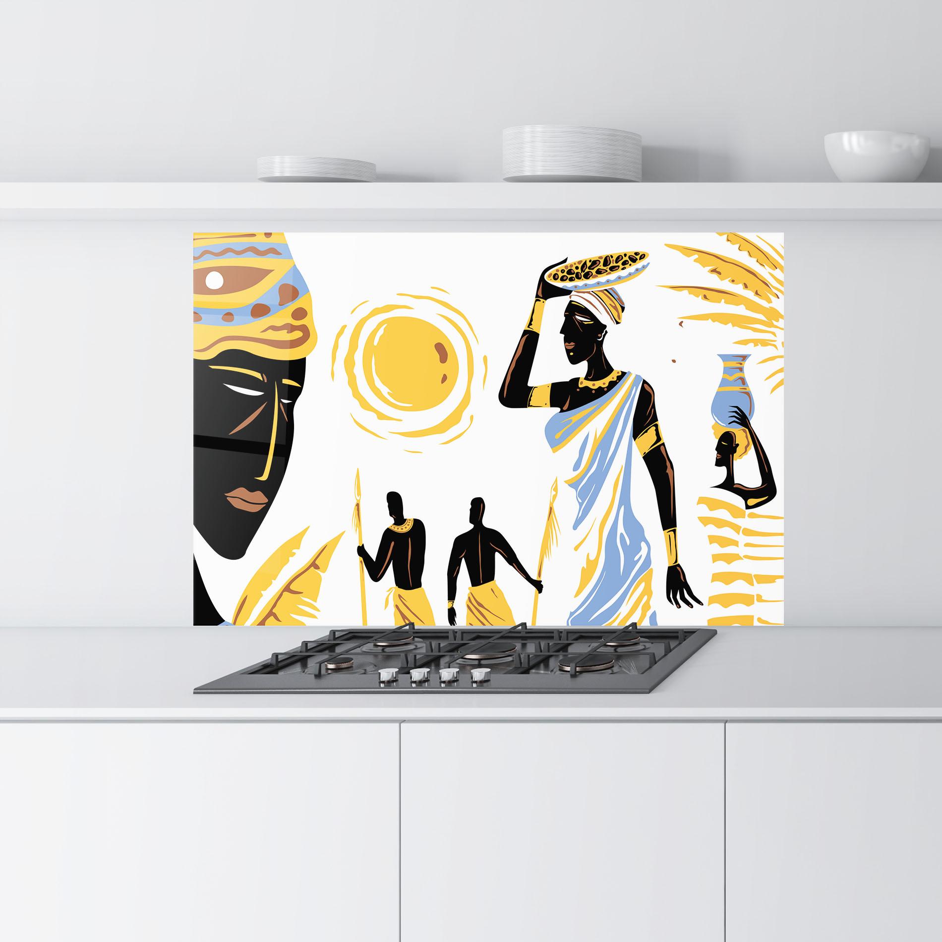 Konyhai üveg hátfal African Drawing mockup 9