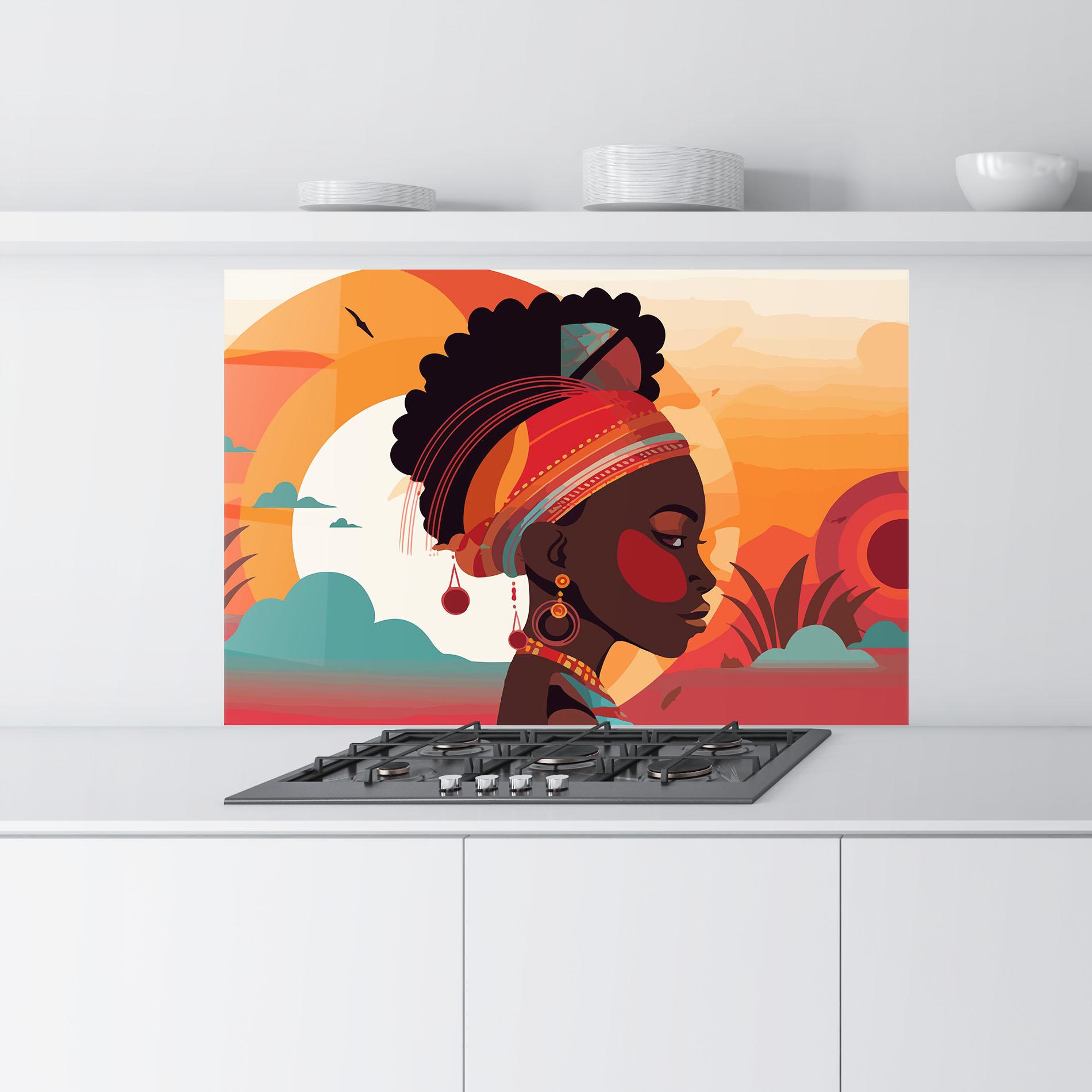 Konyhai üveg hátfal African Lady Art mockup 9
