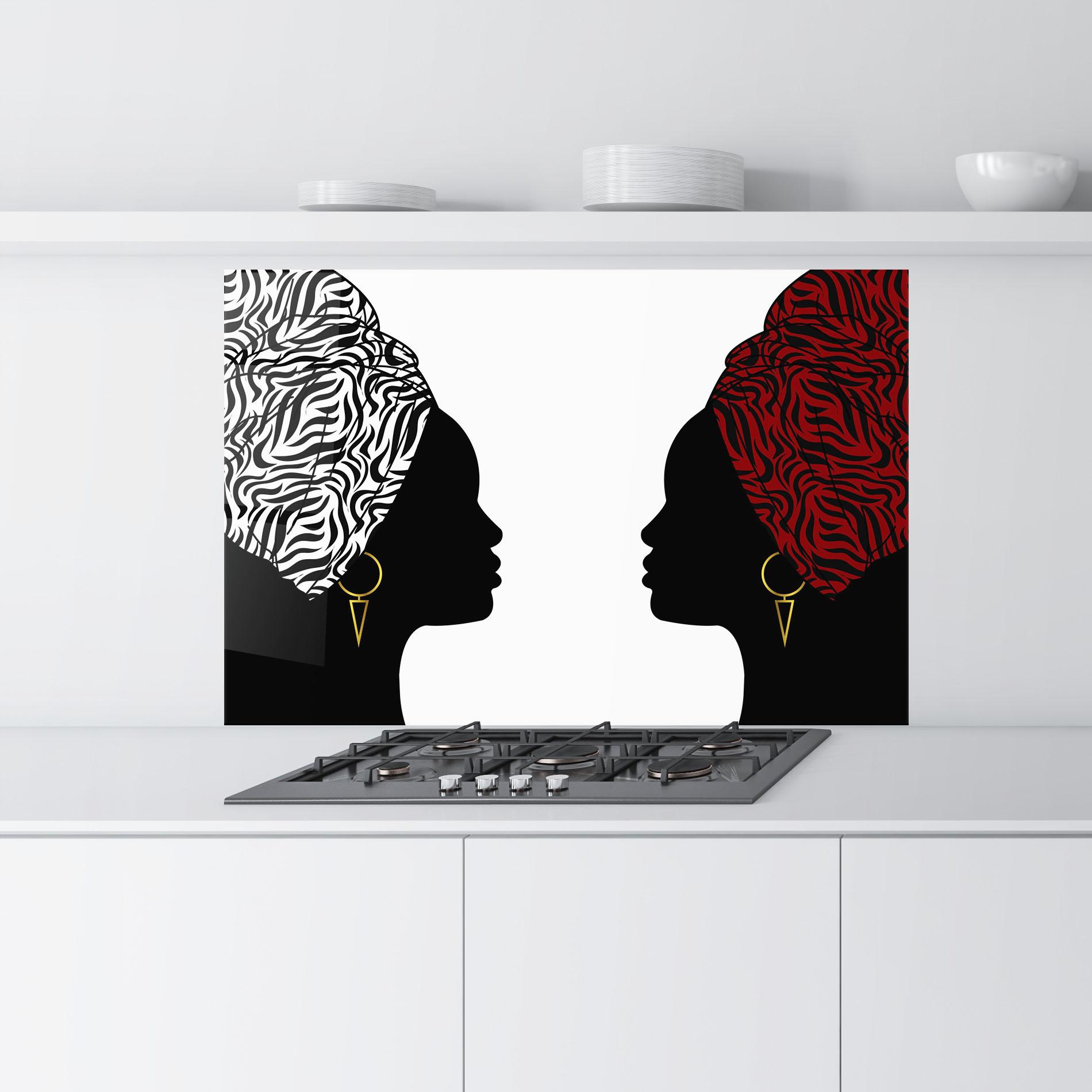 Konyhai üveg hátfal African Woman Talk mockup 9