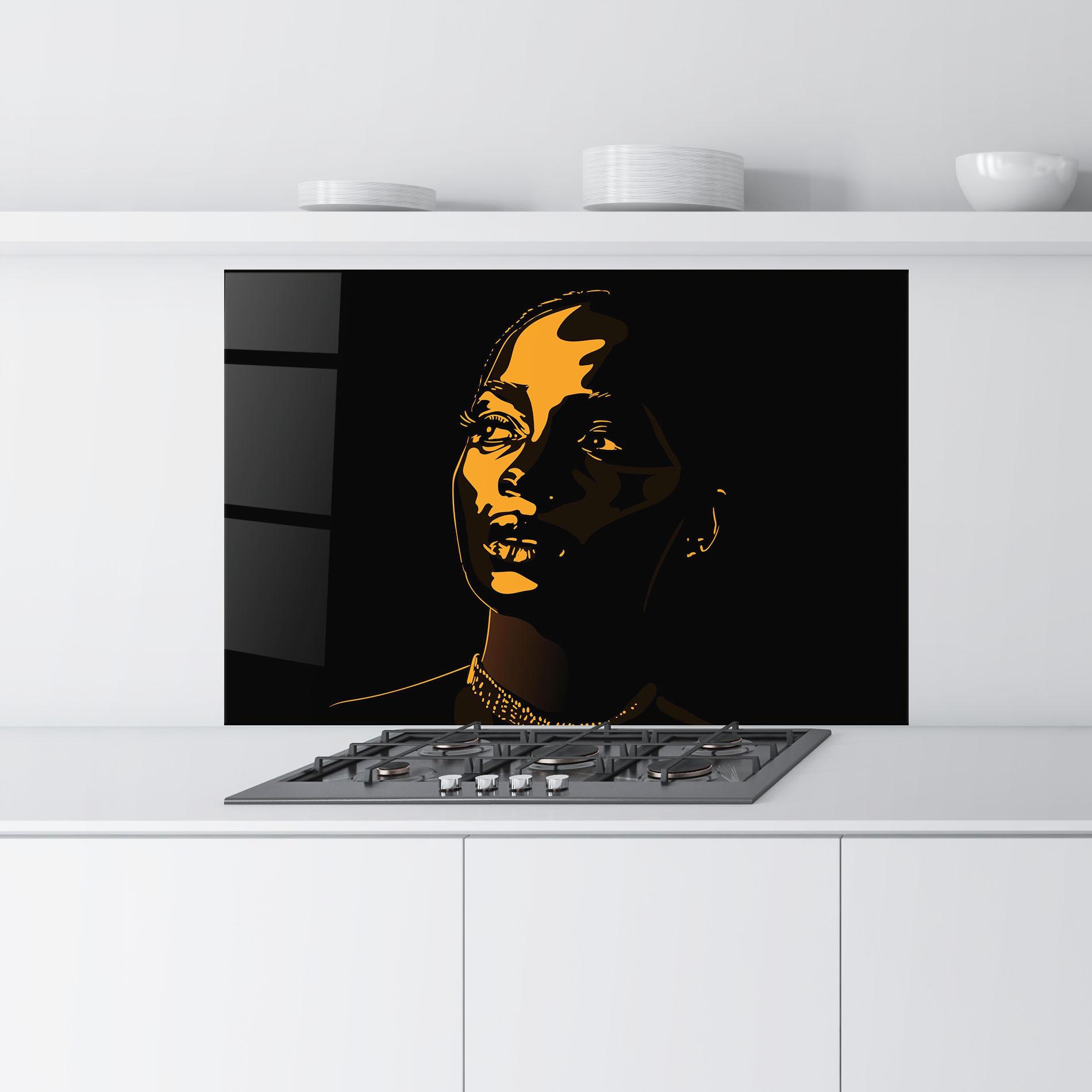 Konyhai üveg hátfal African Yellow Light mockup 9