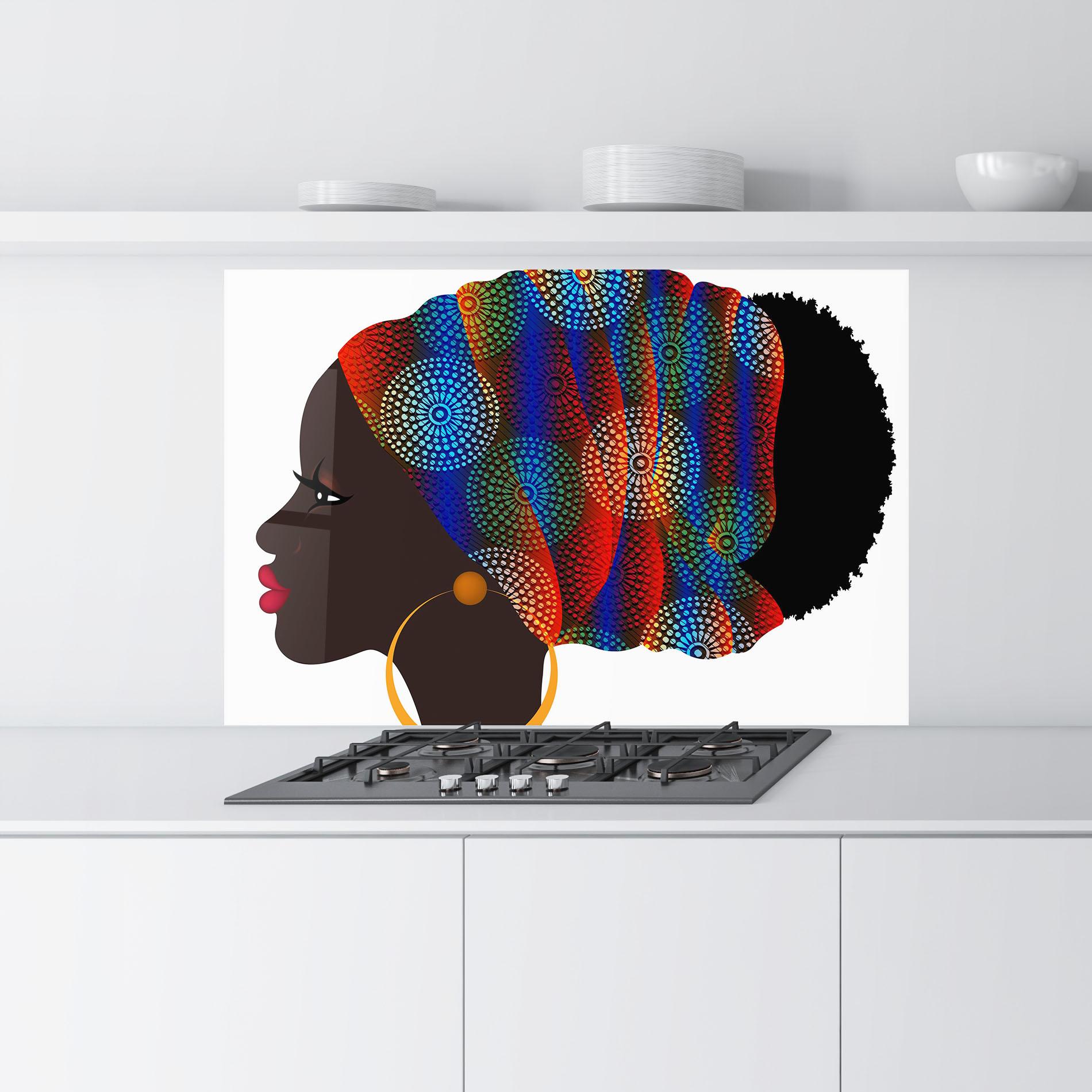 Konyhai üveg hátfal Afro Hairstyle mockup 9