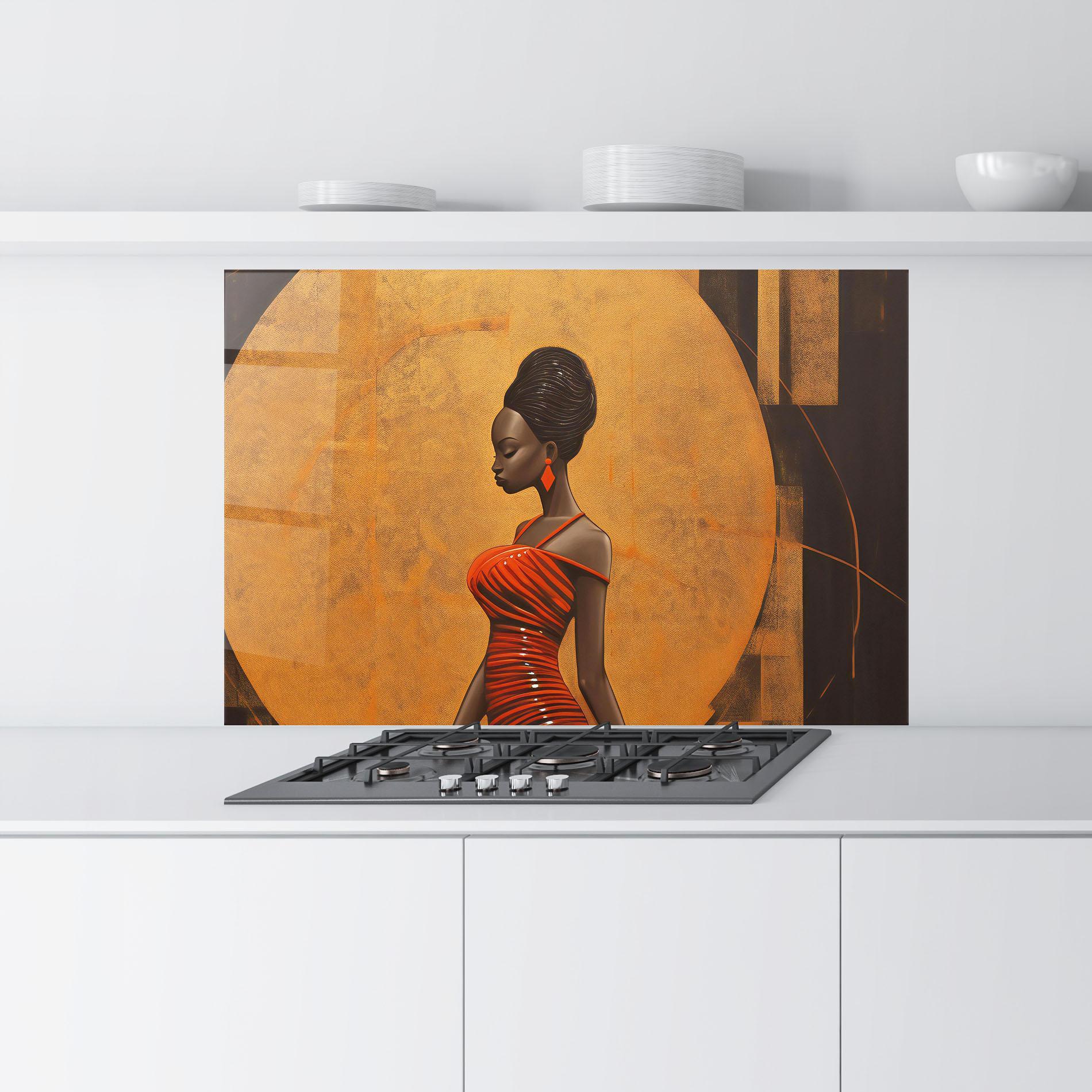 Konyhai üveg hátfal Beautiful African Red Dress mockup 9