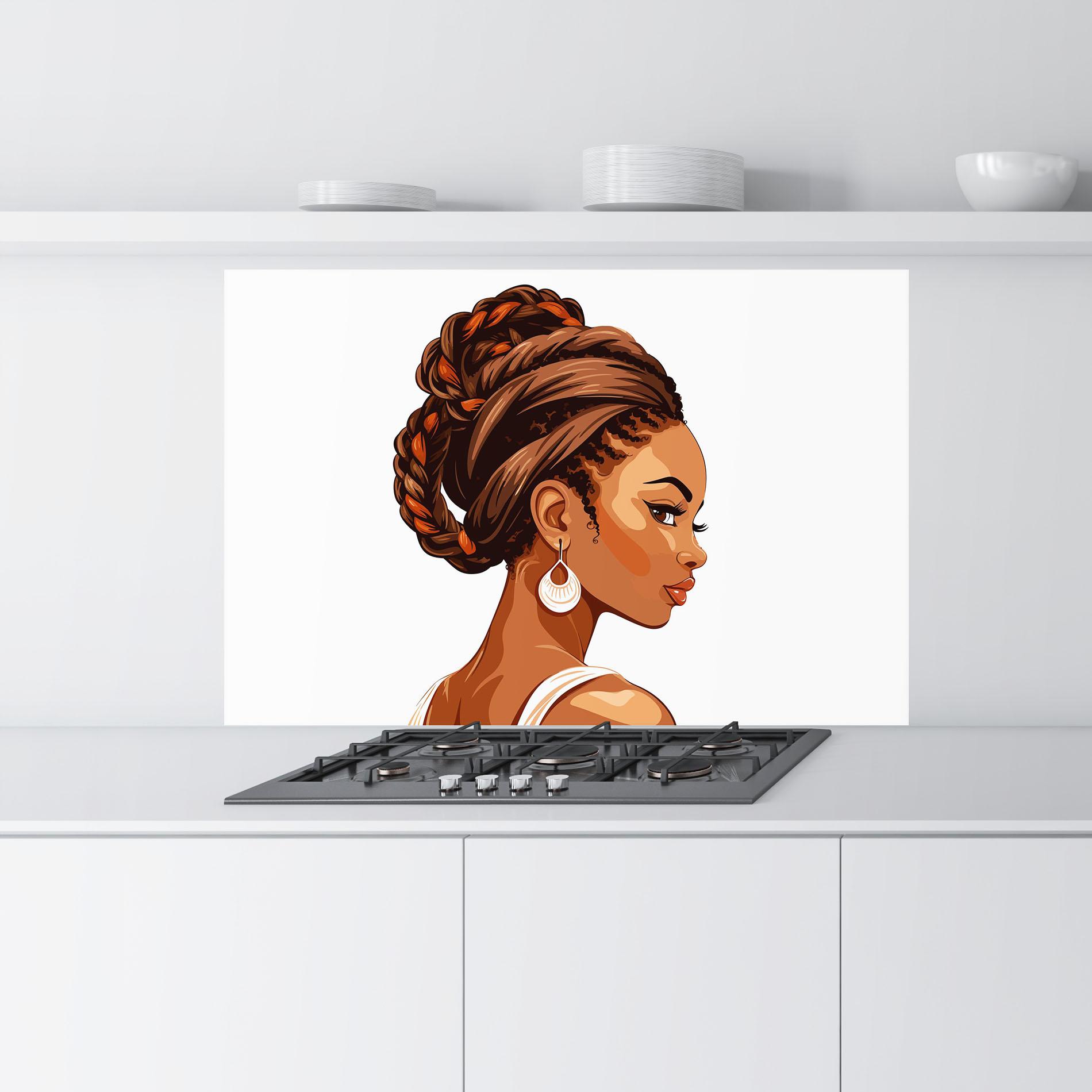Konyhai üveg hátfal Pretty African Lady mockup 9