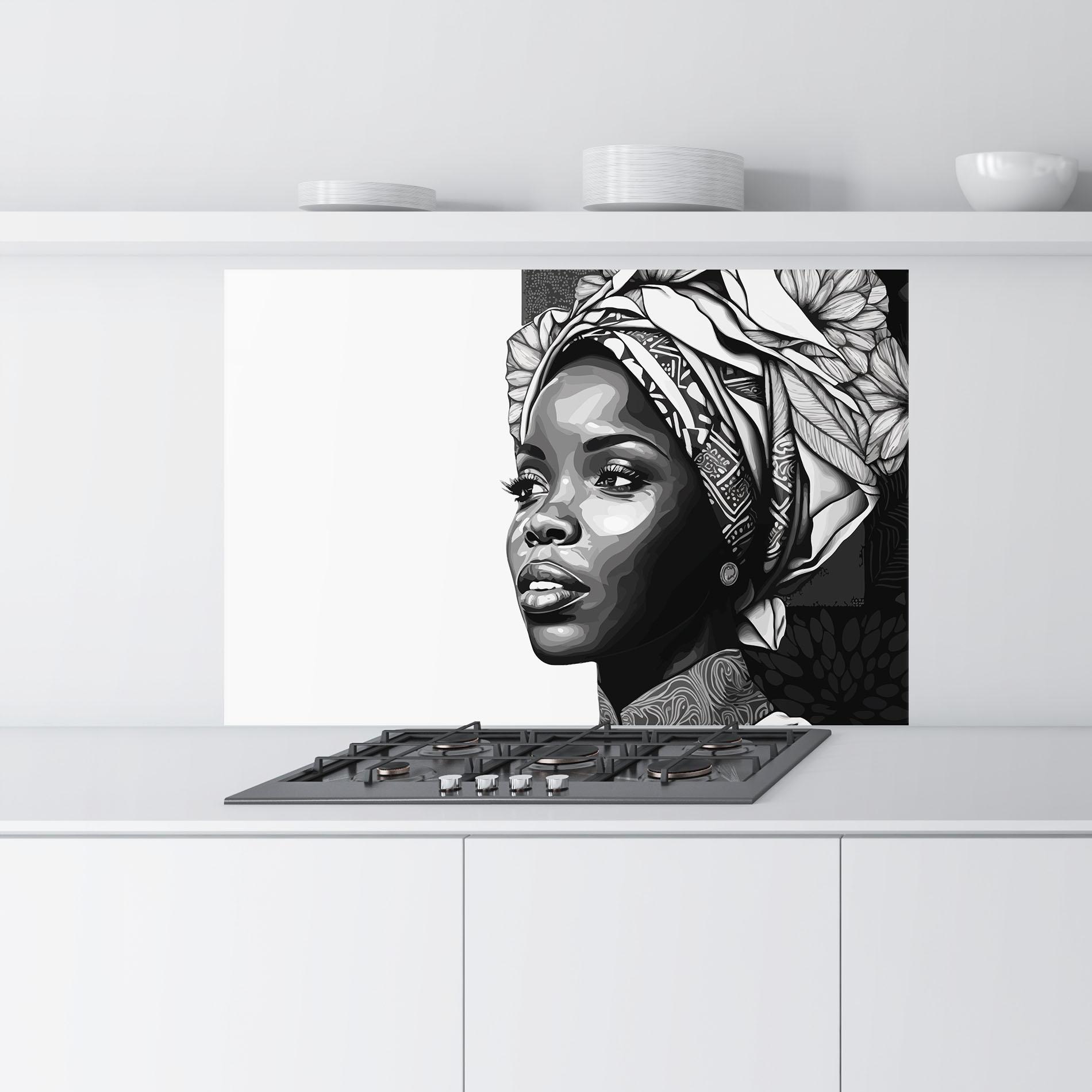 Konyhai üveg hátfal Pretty African Woman mockup 9