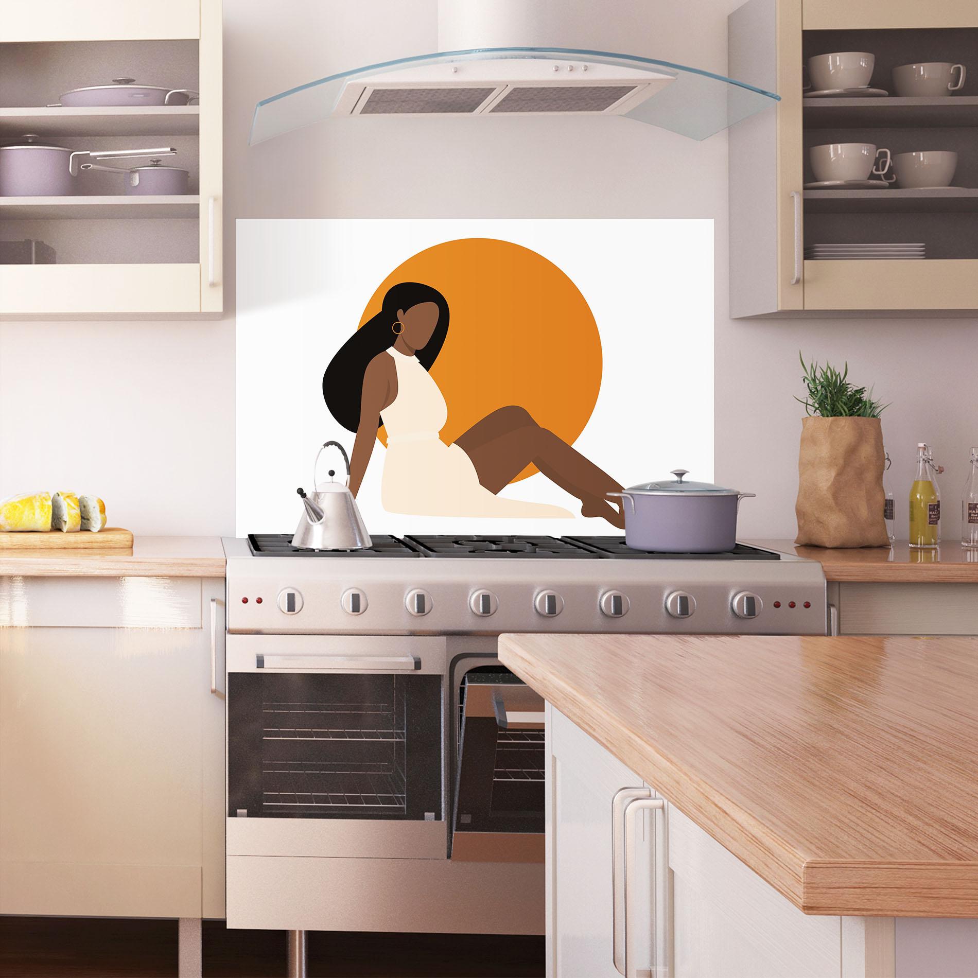 Konyhai üveg hátfal African Woman Dress mockup 1