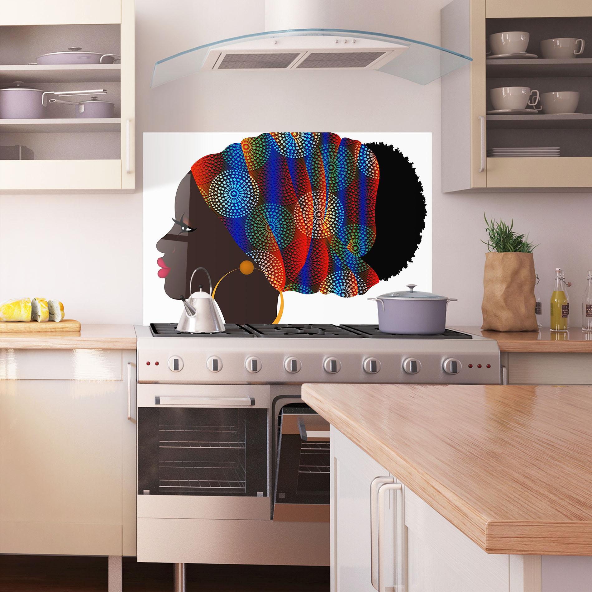 Konyhai üveg hátfal Afro Hairstyle mockup 1