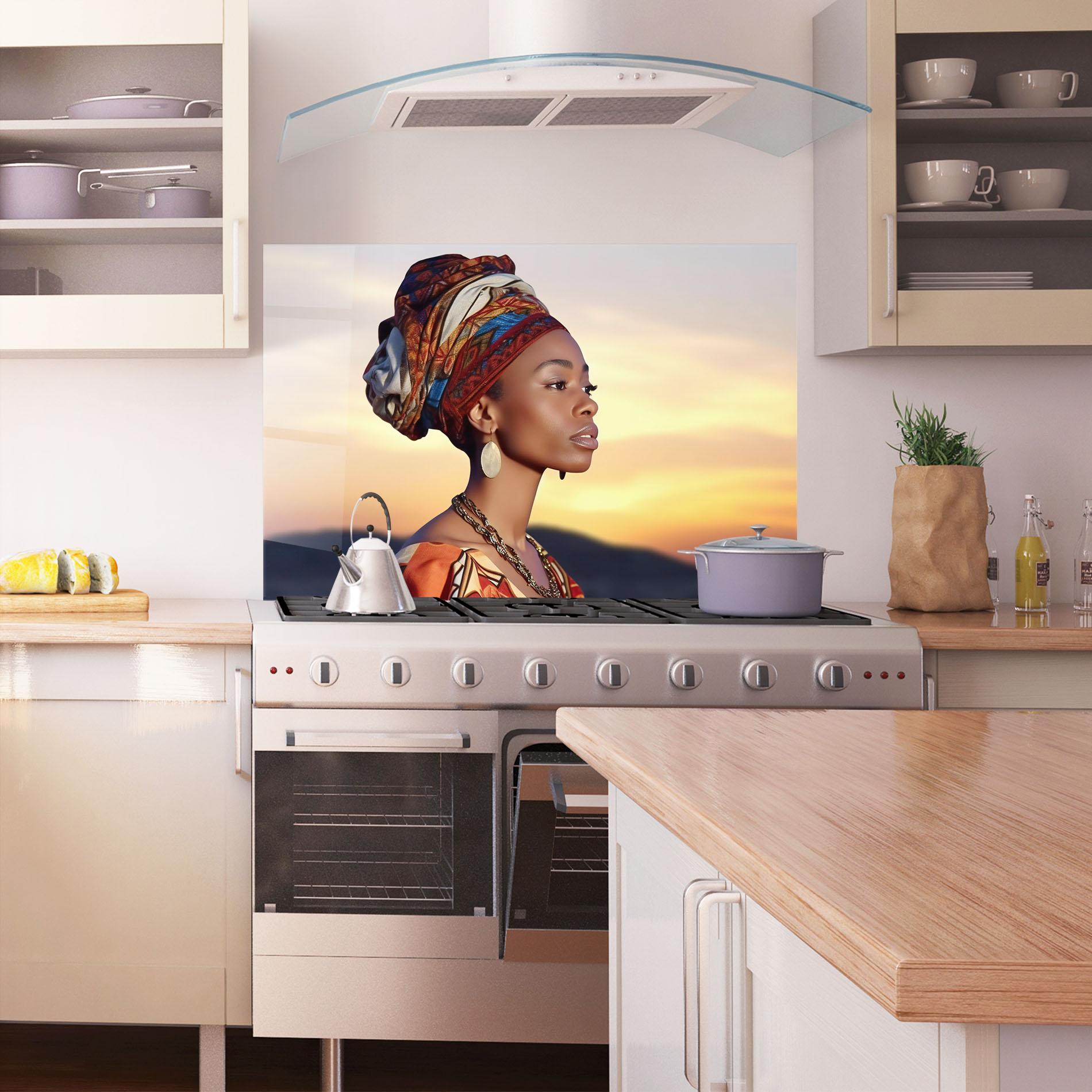 Konyhai üveg hátfal Beautiful African Sunset mockup 1
