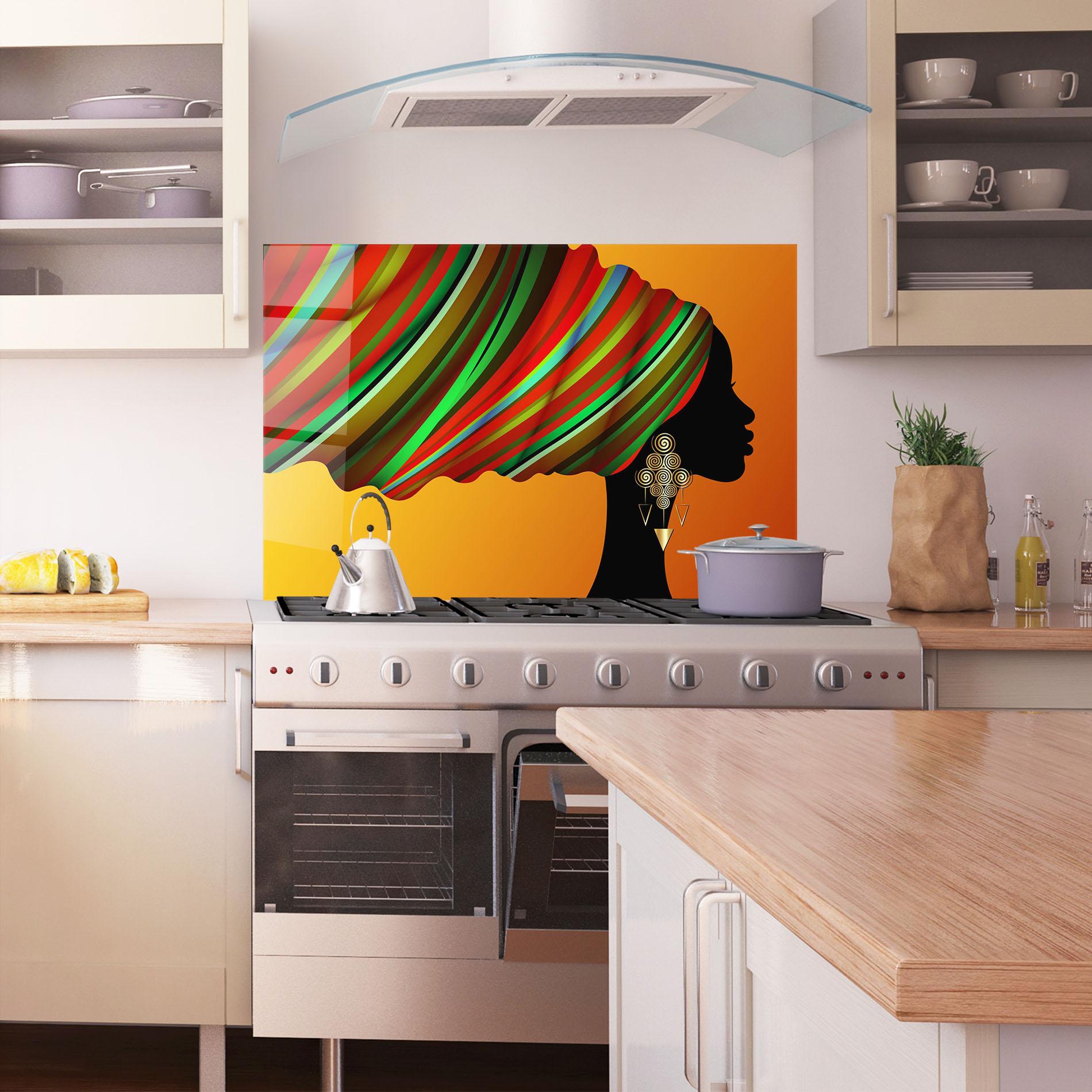 Konyhai üveg hátfal Gold African Earrings mockup 1