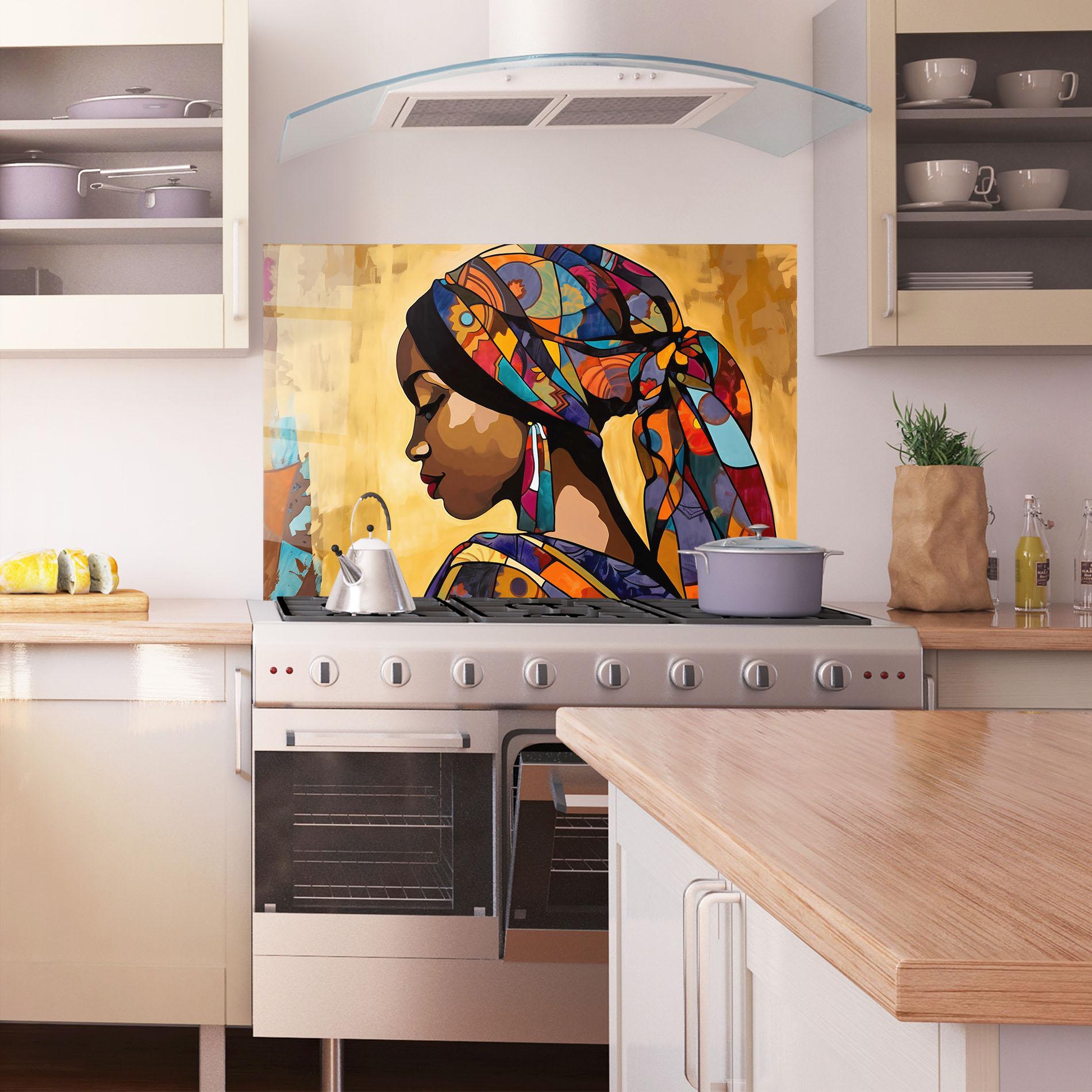 Konyhai üveg hátfal Headscarf Pretty Woman mockup 1