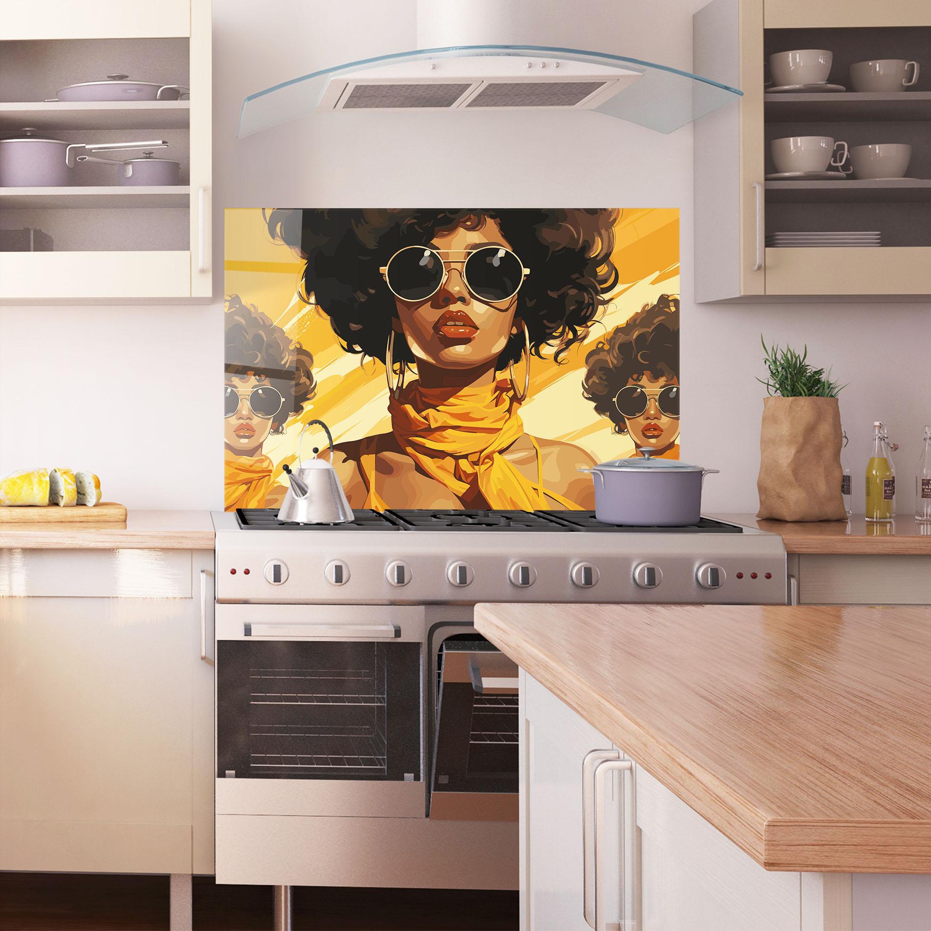 Konyhai üveg hátfal Yellow African Scarf mockup 1