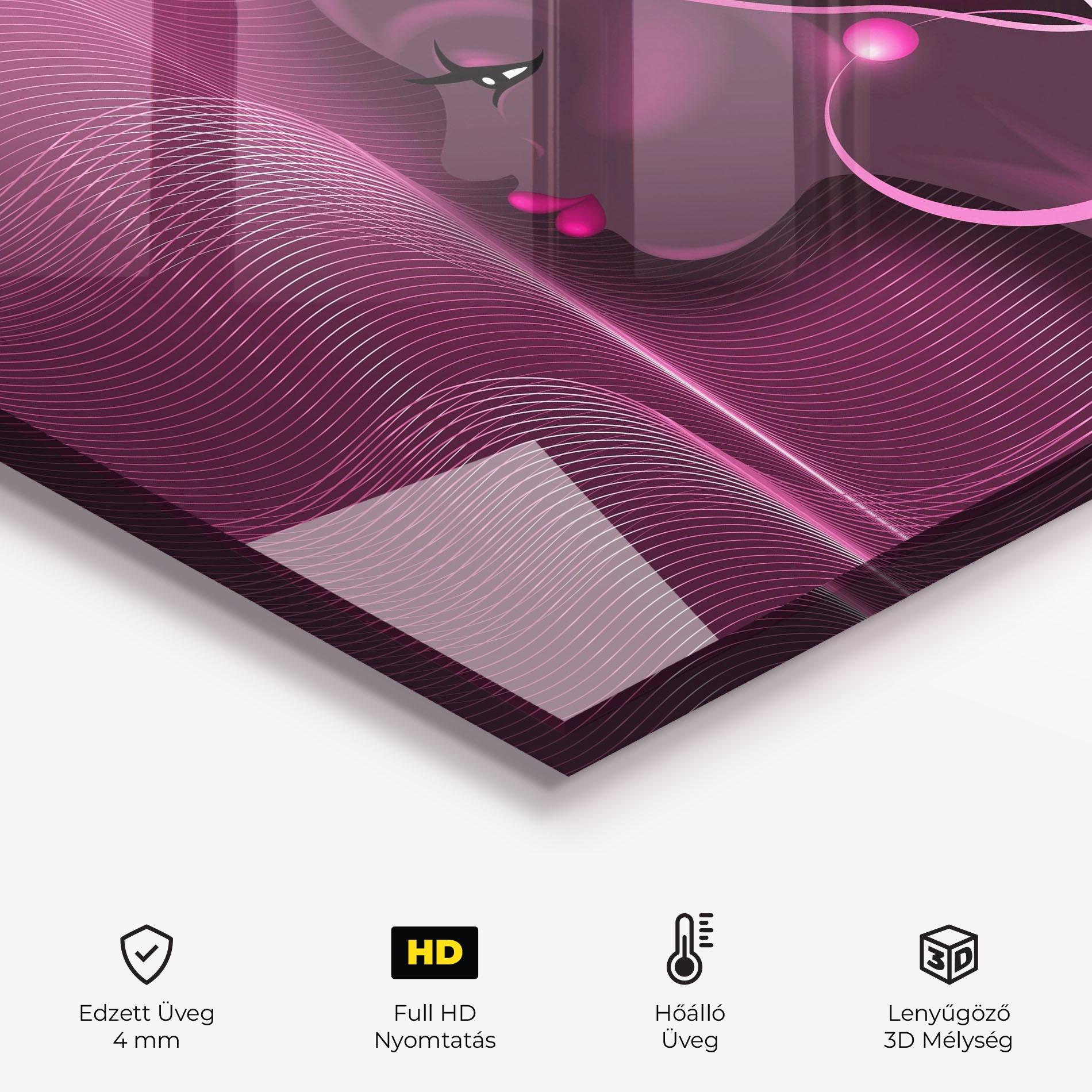 Konyhai üveg hátfal African Pink Woman mockup 2