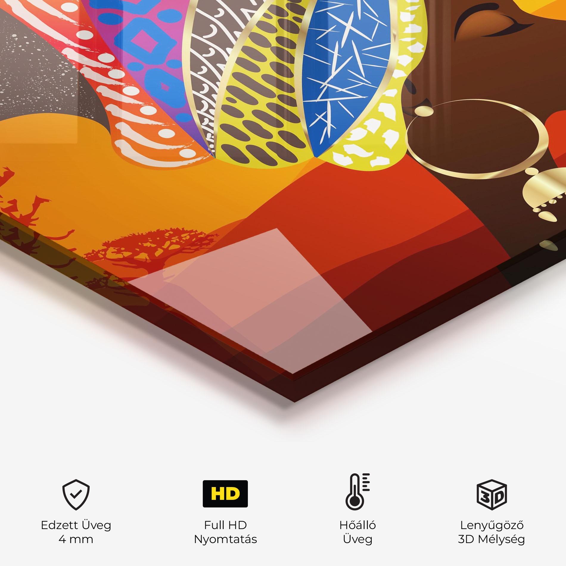 Konyhai üveg hátfal African View Woman mockup 2