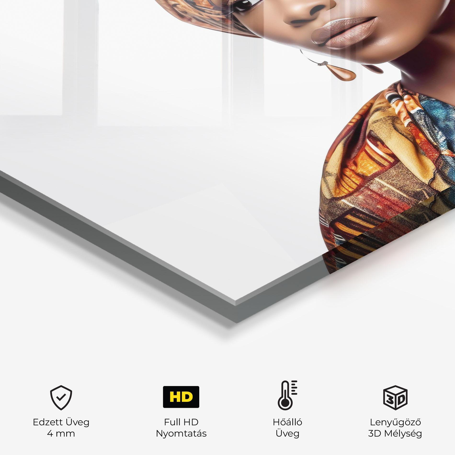 Konyhai üveg hátfal African Woman Turban mockup 2