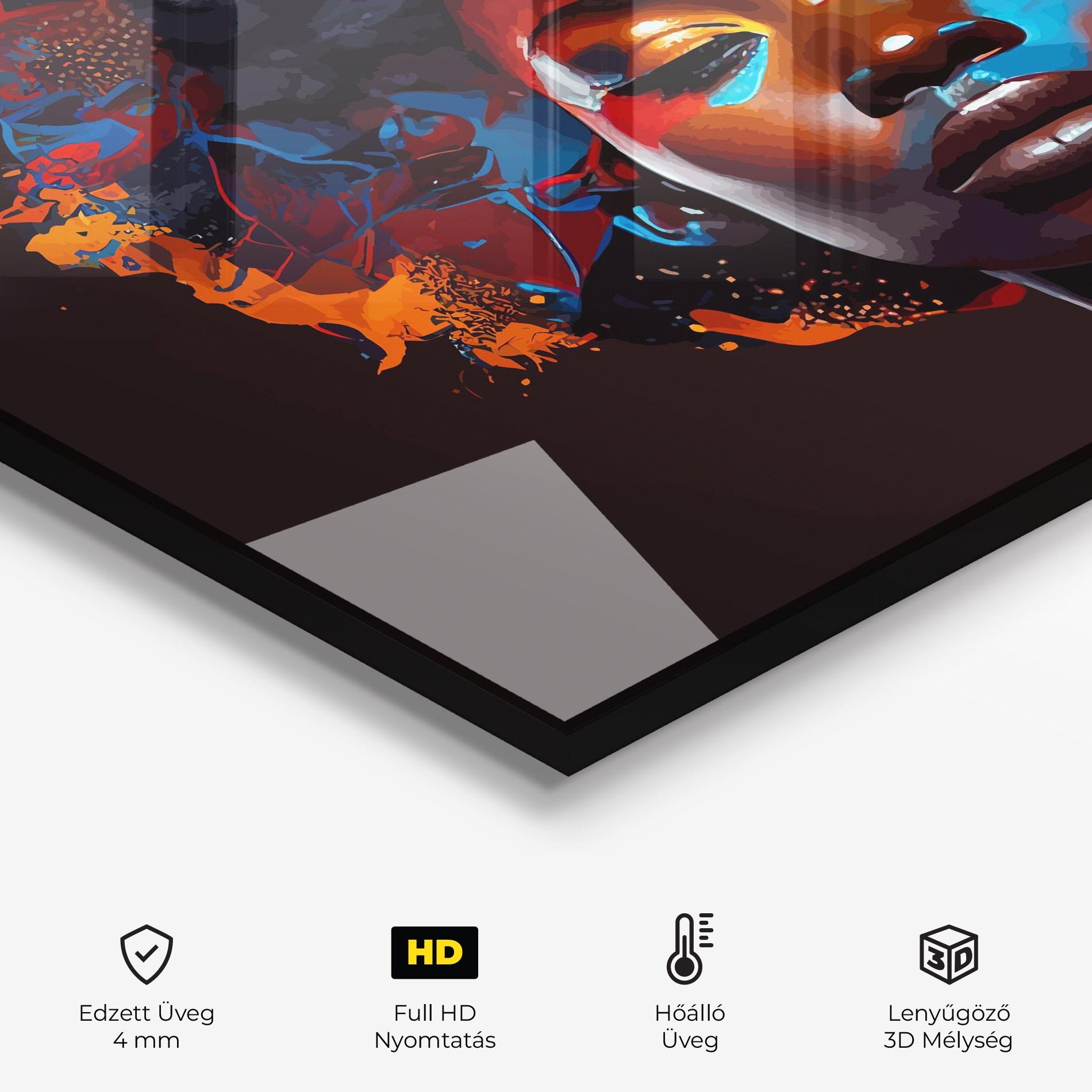 Konyhai üveg hátfal Africat Yellow Hair mockup 2