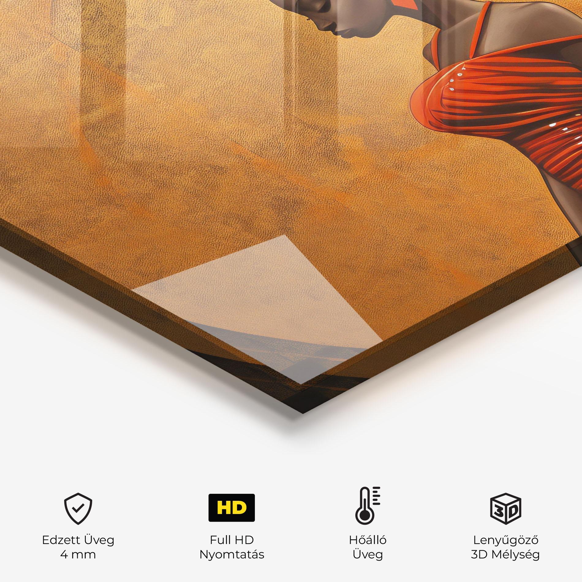 Konyhai üveg hátfal Beautiful African Red Dress mockup 2