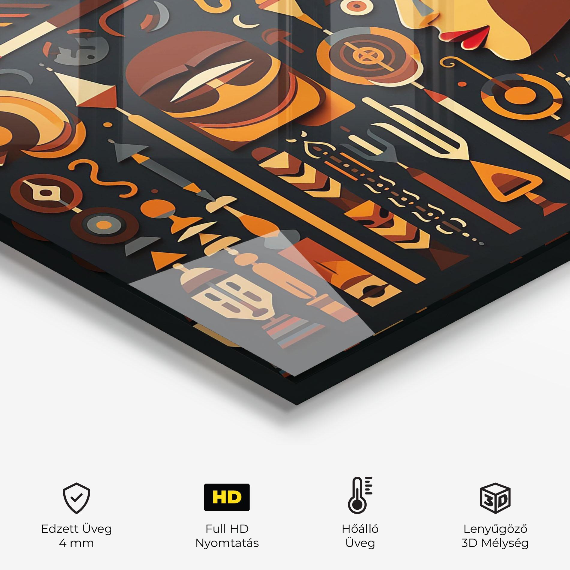 Konyhai üveg hátfal Old Cultural Elements mockup 2