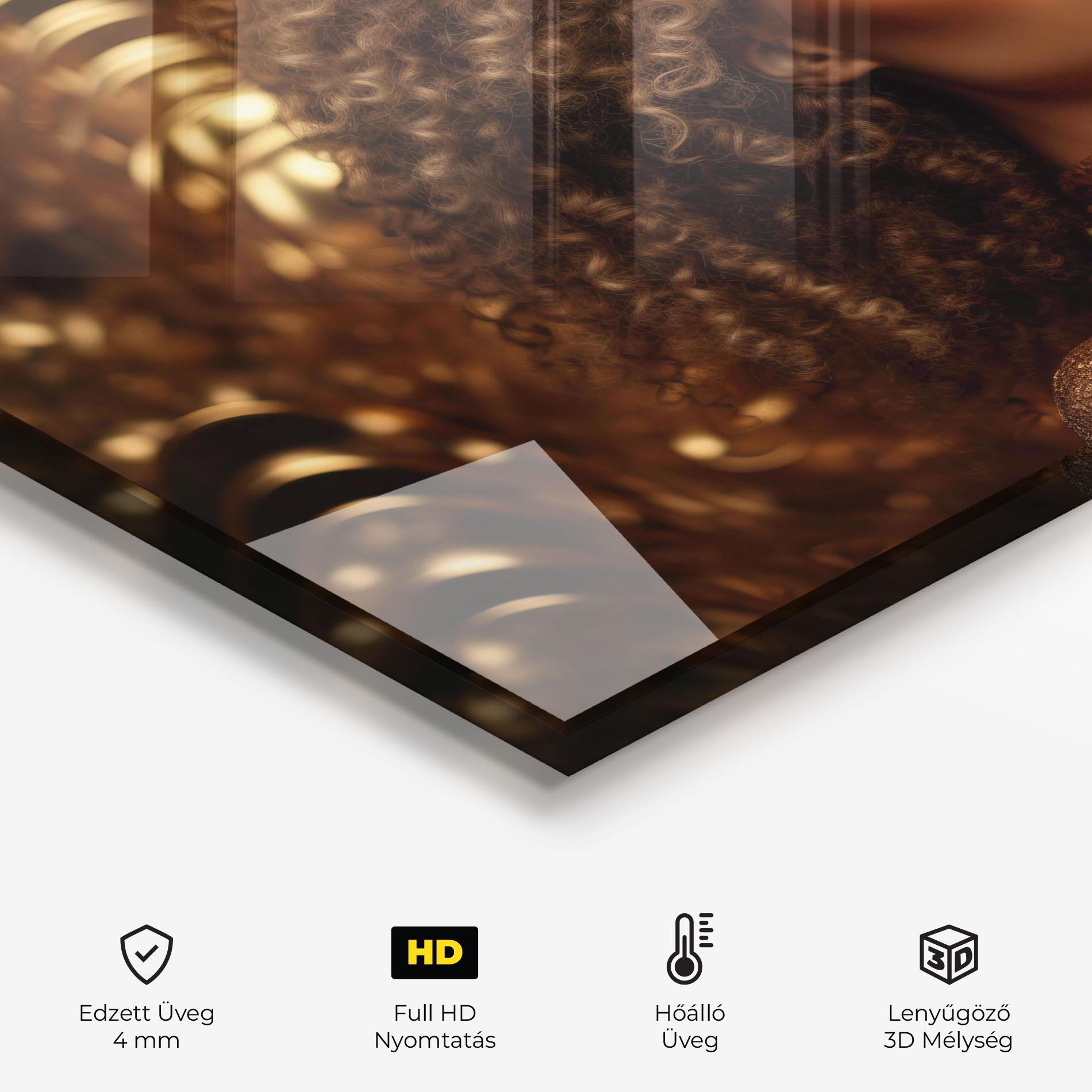 Konyhai üveg hátfal Radiant Bronze Goddess mockup 2