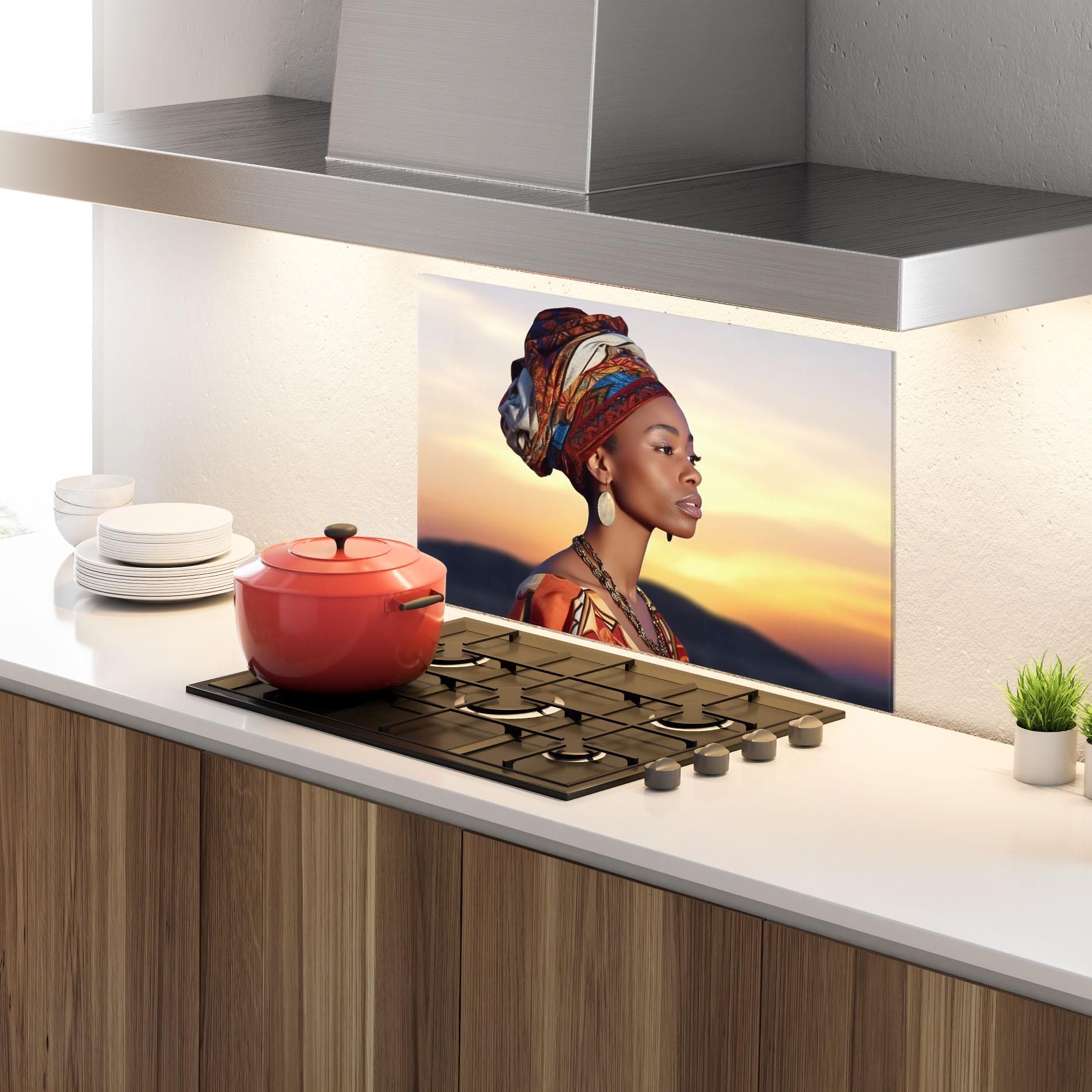 Konyhai üveg hátfal Beautiful African Sunset mockup 4