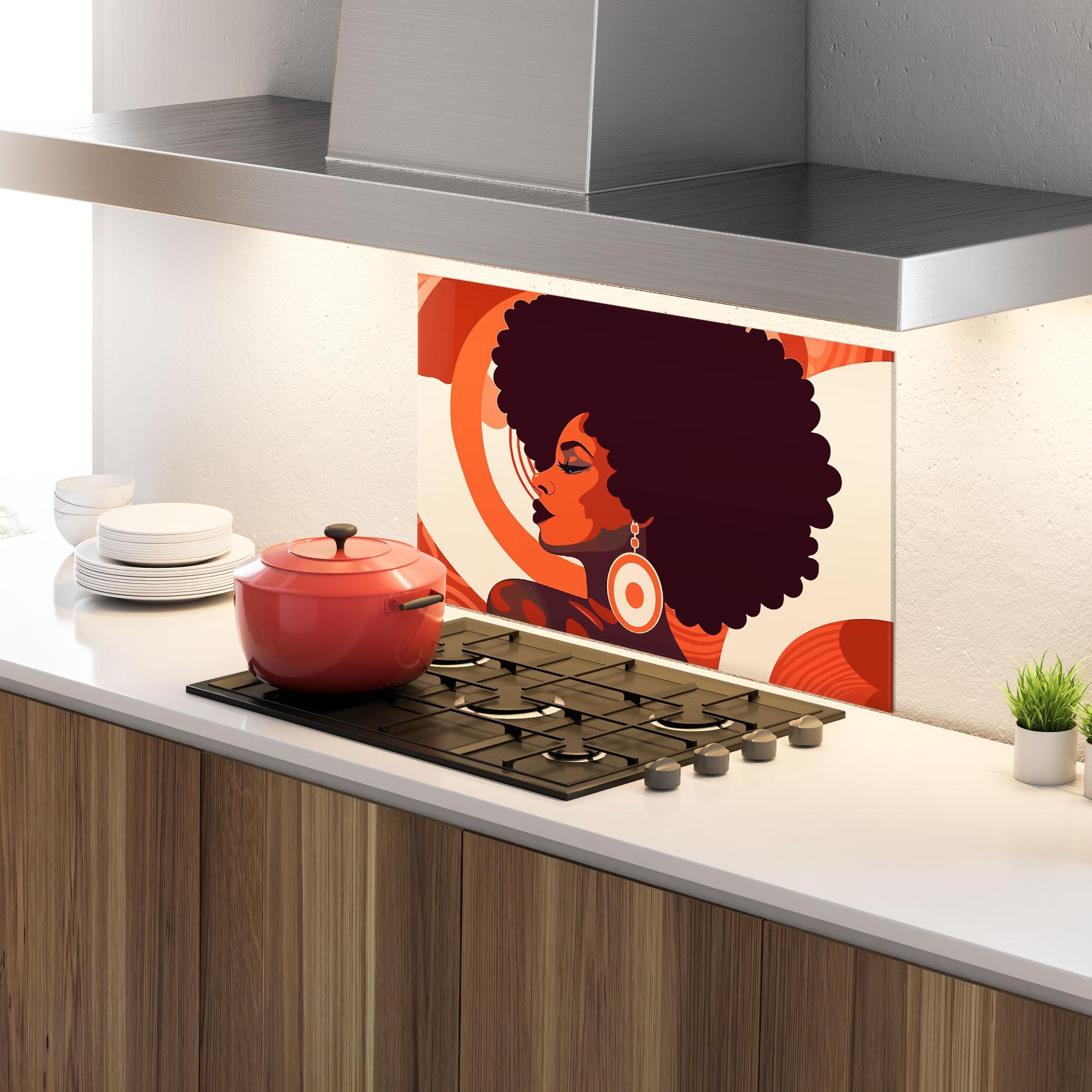 Konyhai üveg hátfal Disco Afro Style mockup 4