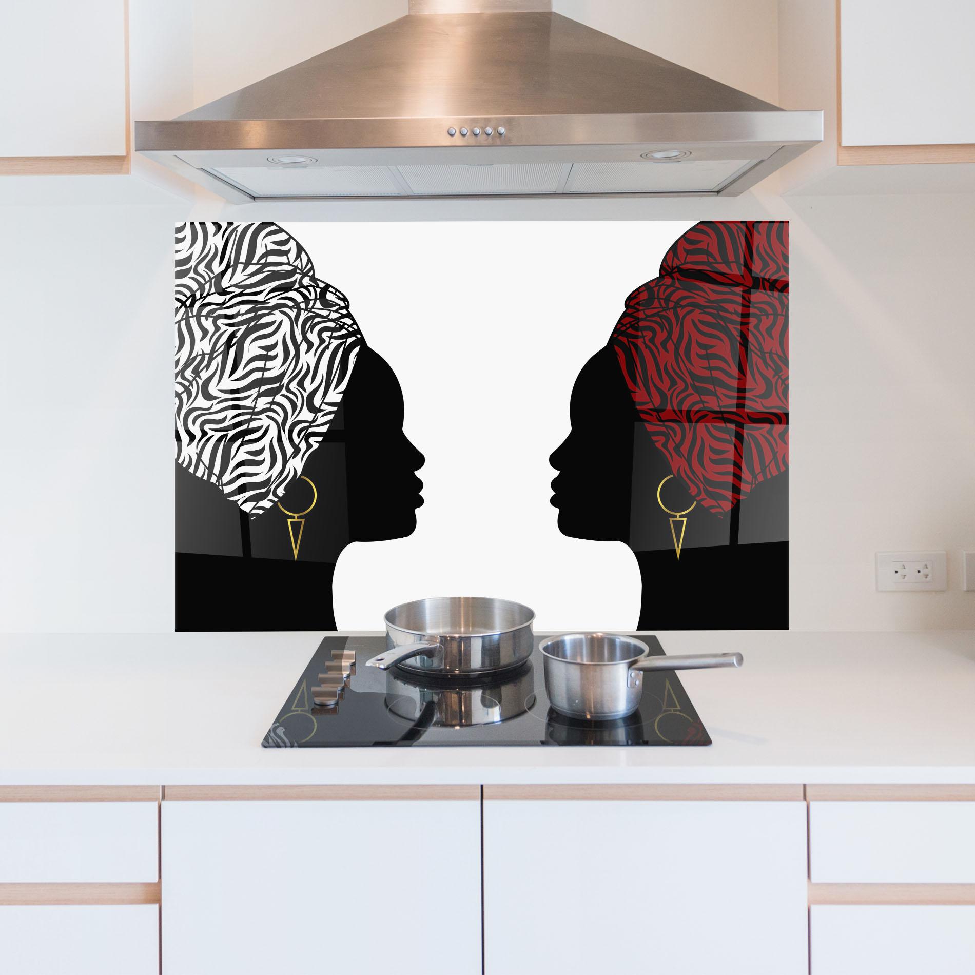 Konyhai üveg hátfal African Woman Talk mockup 5