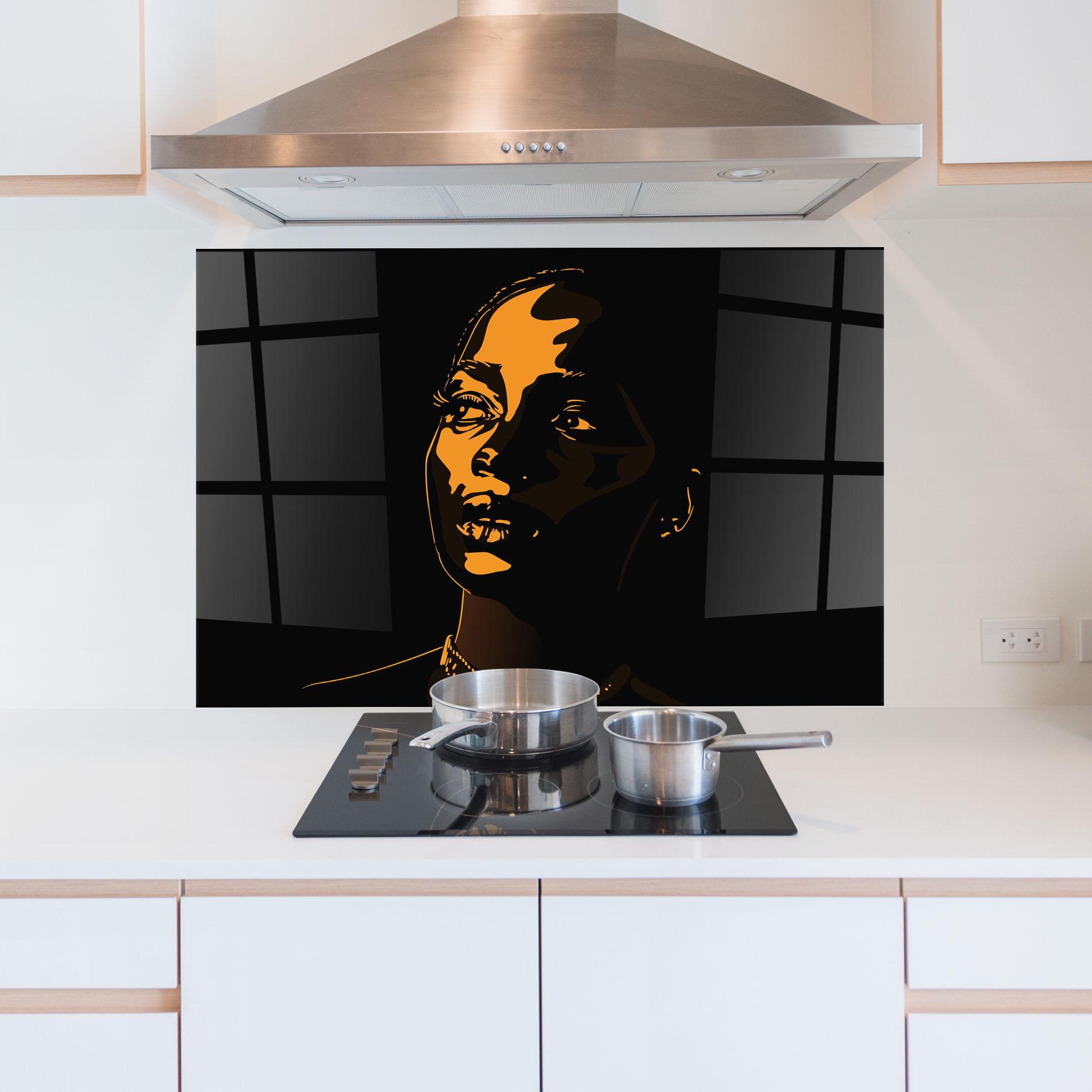 Konyhai üveg hátfal African Yellow Light mockup 5