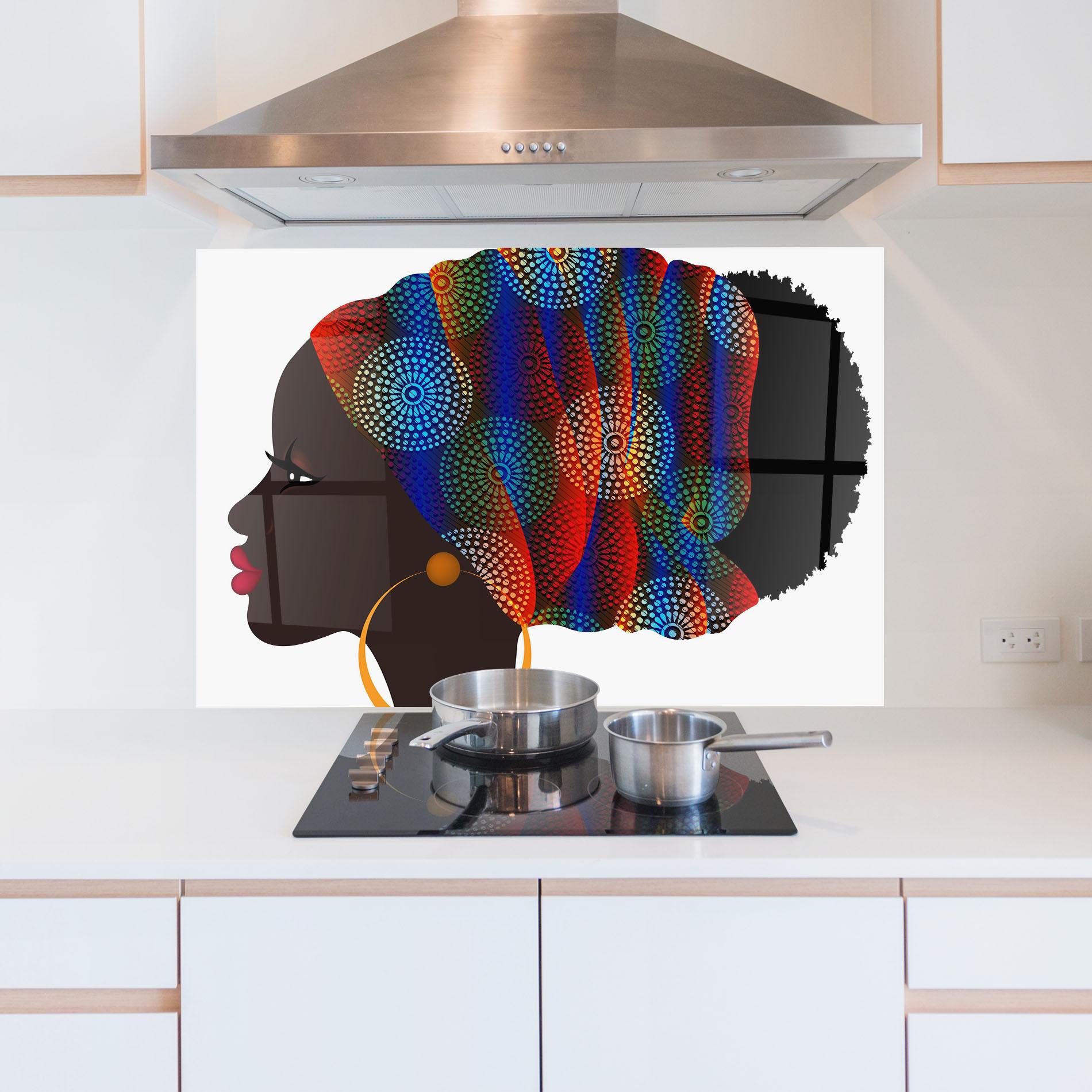 Konyhai üveg hátfal Afro Hairstyle mockup 5