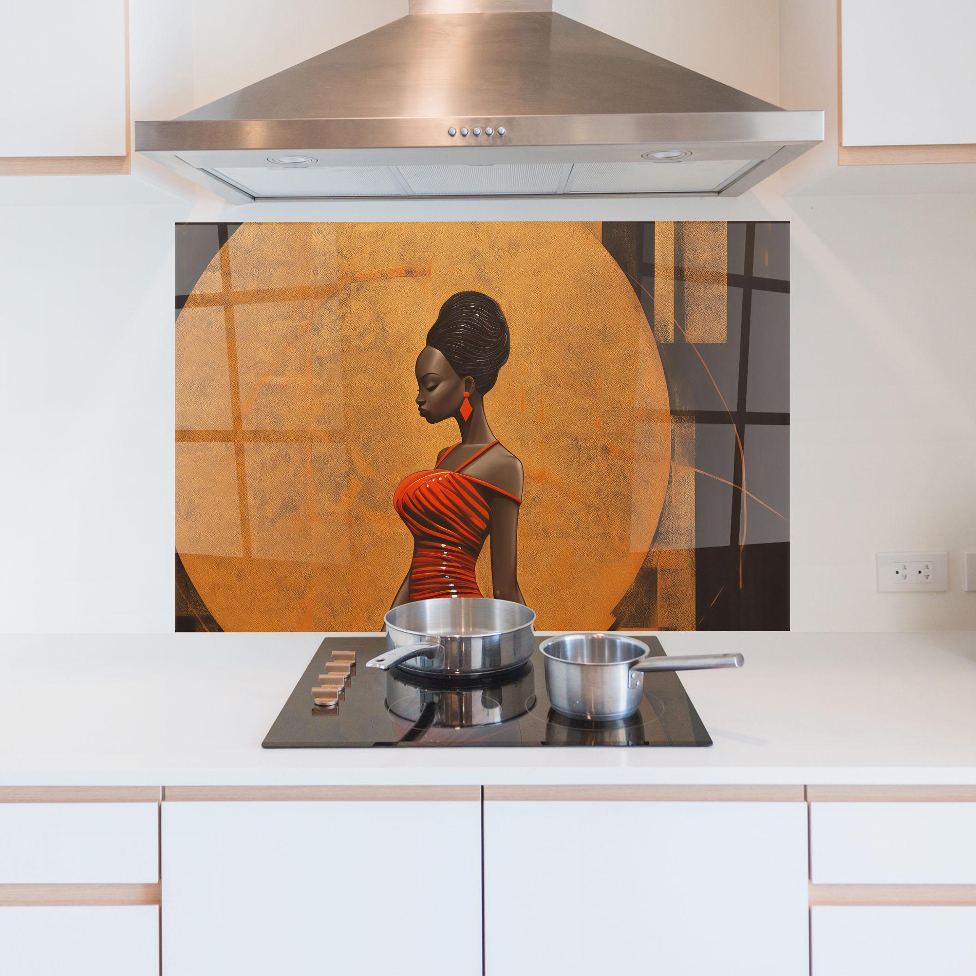 Konyhai üveg hátfal Beautiful African Red Dress mockup 5