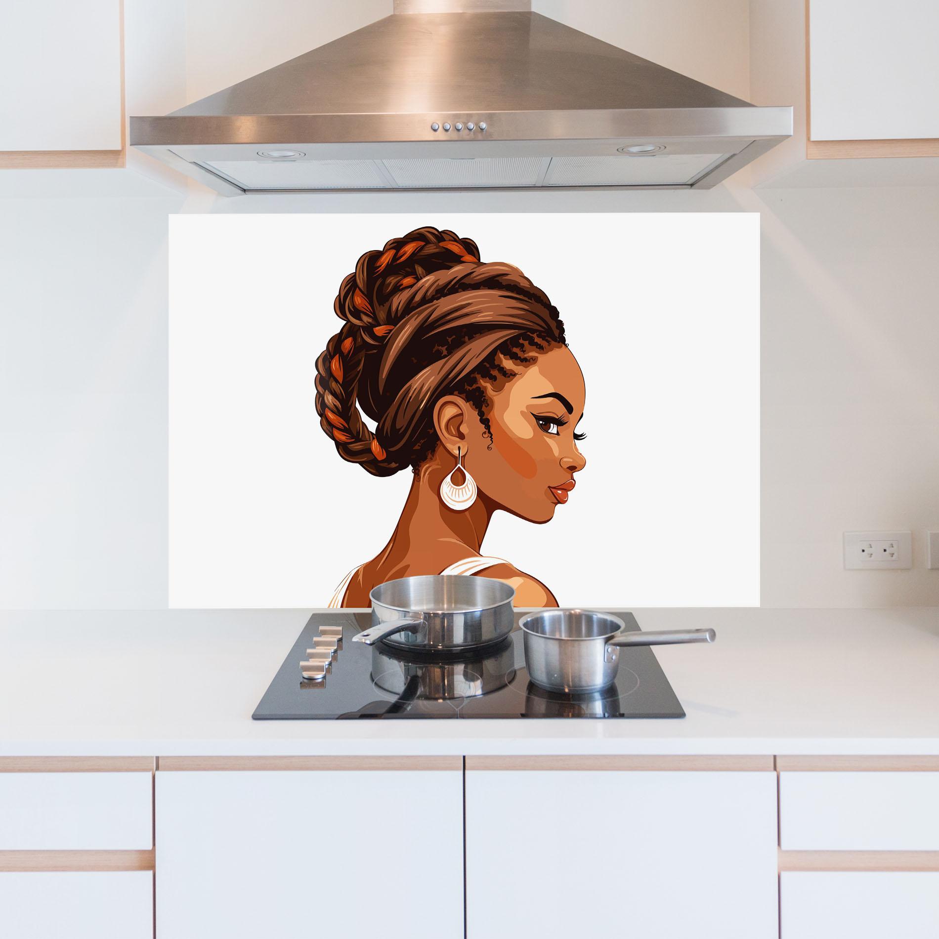 Konyhai üveg hátfal Pretty African Lady mockup 5