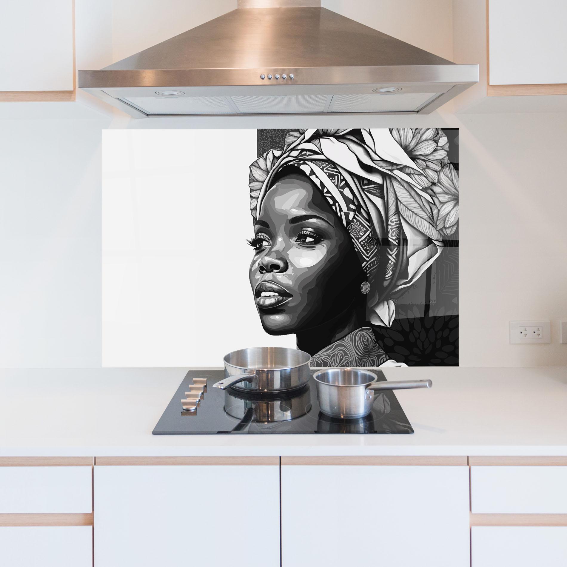 Konyhai üveg hátfal Pretty African Woman mockup 5