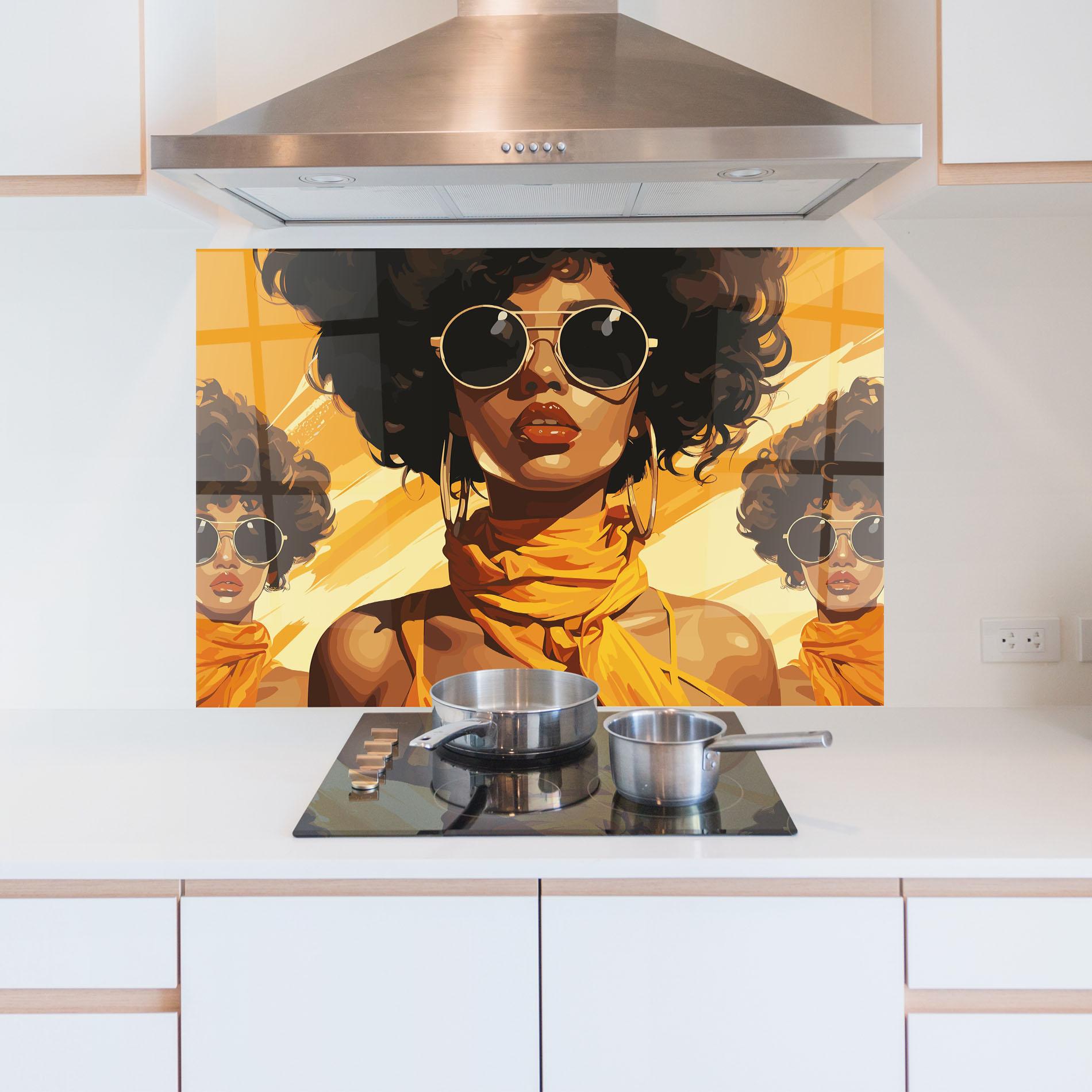 Konyhai üveg hátfal Yellow African Scarf mockup 5