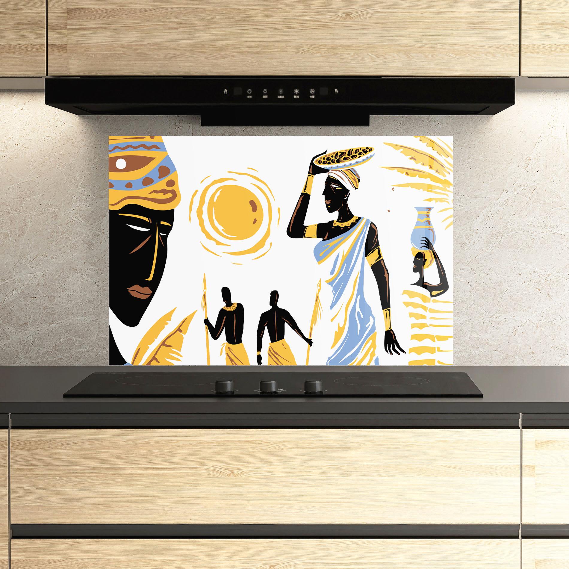 Konyhai üveg hátfal African Drawing mockup 3