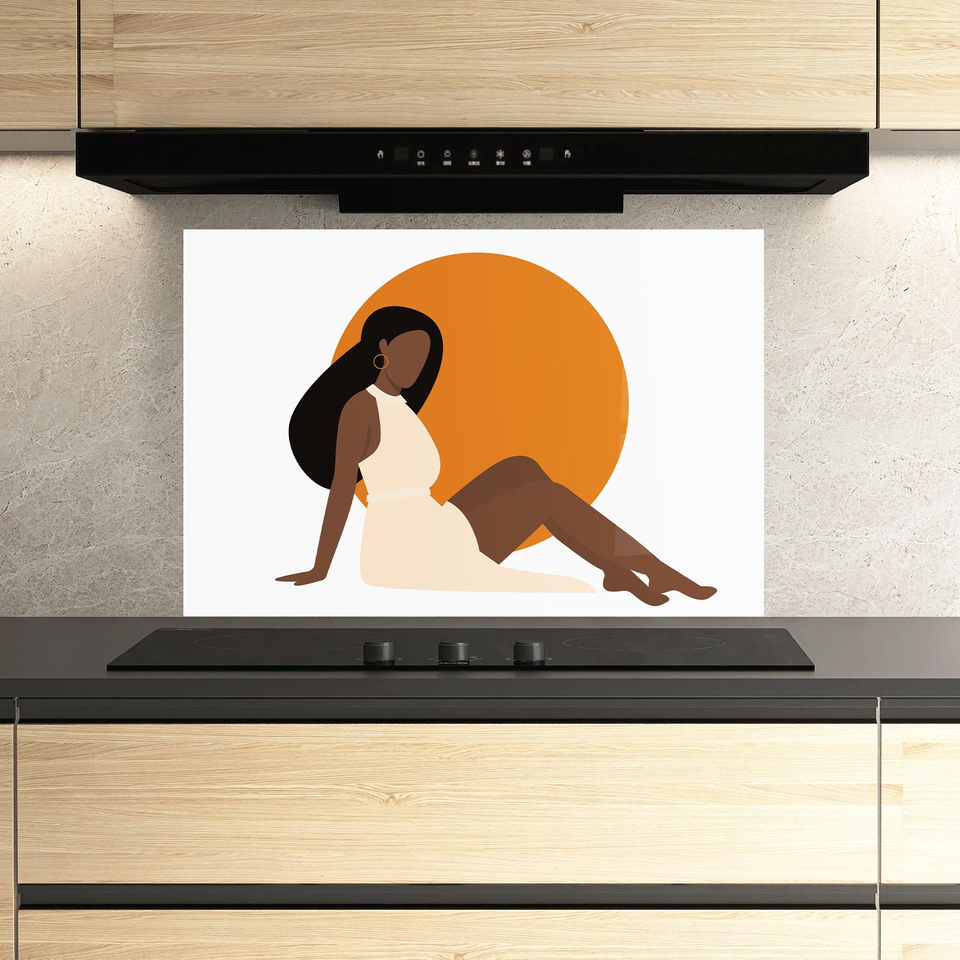 Konyhai üveg hátfal African Woman Dress mockup 3