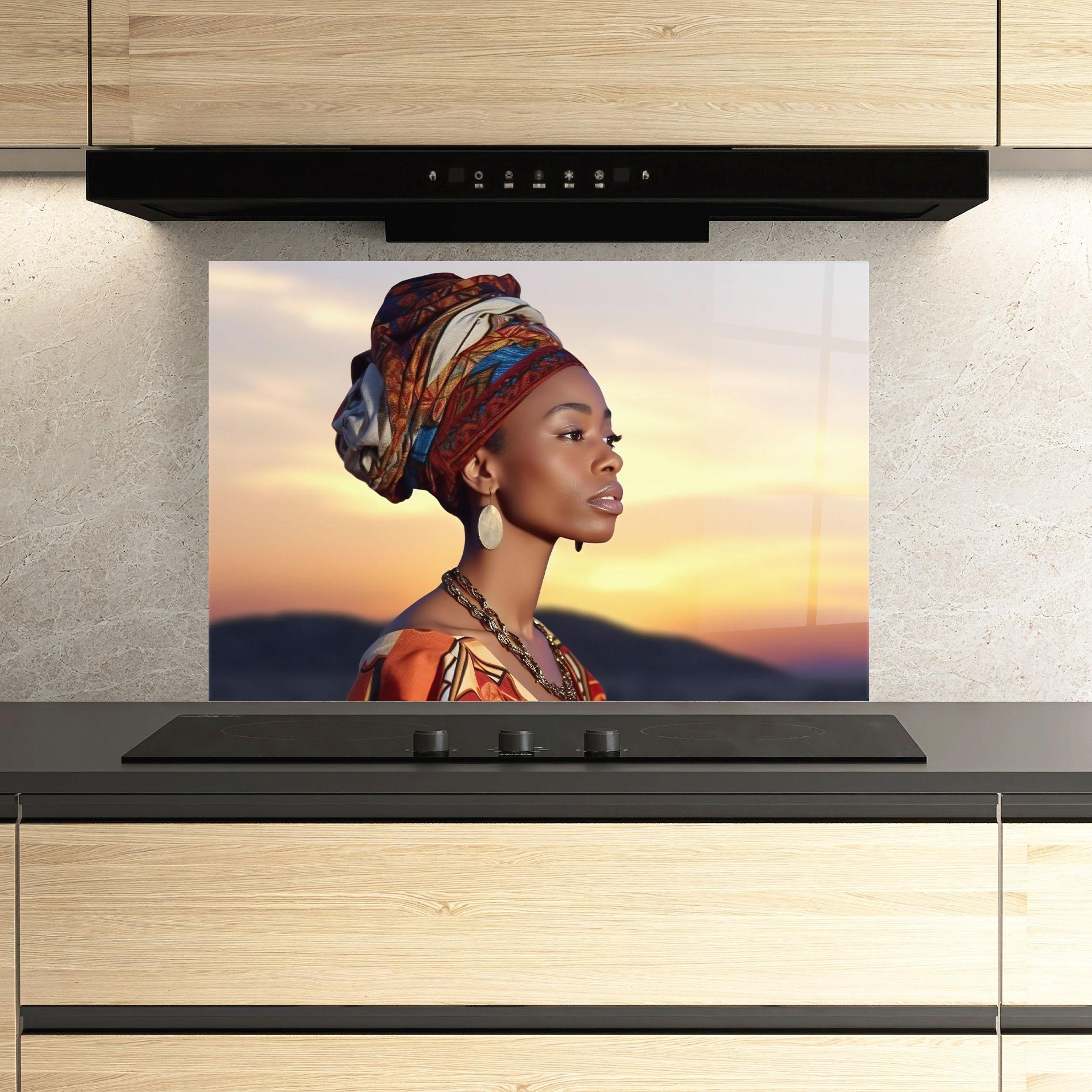 Konyhai üveg hátfal Beautiful African Sunset mockup 3