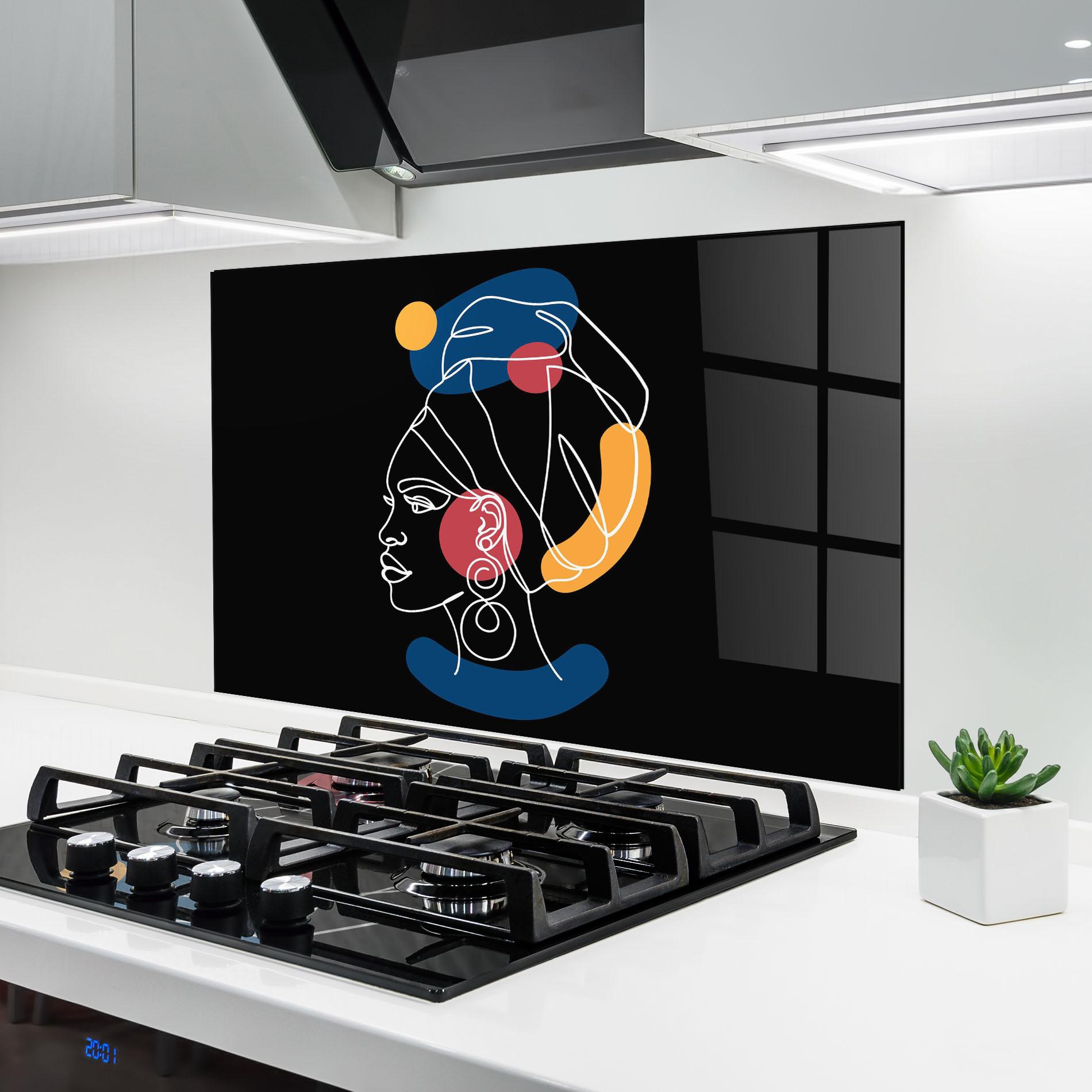 Konyhai üveg hátfal African Blue Yellow mockup 6