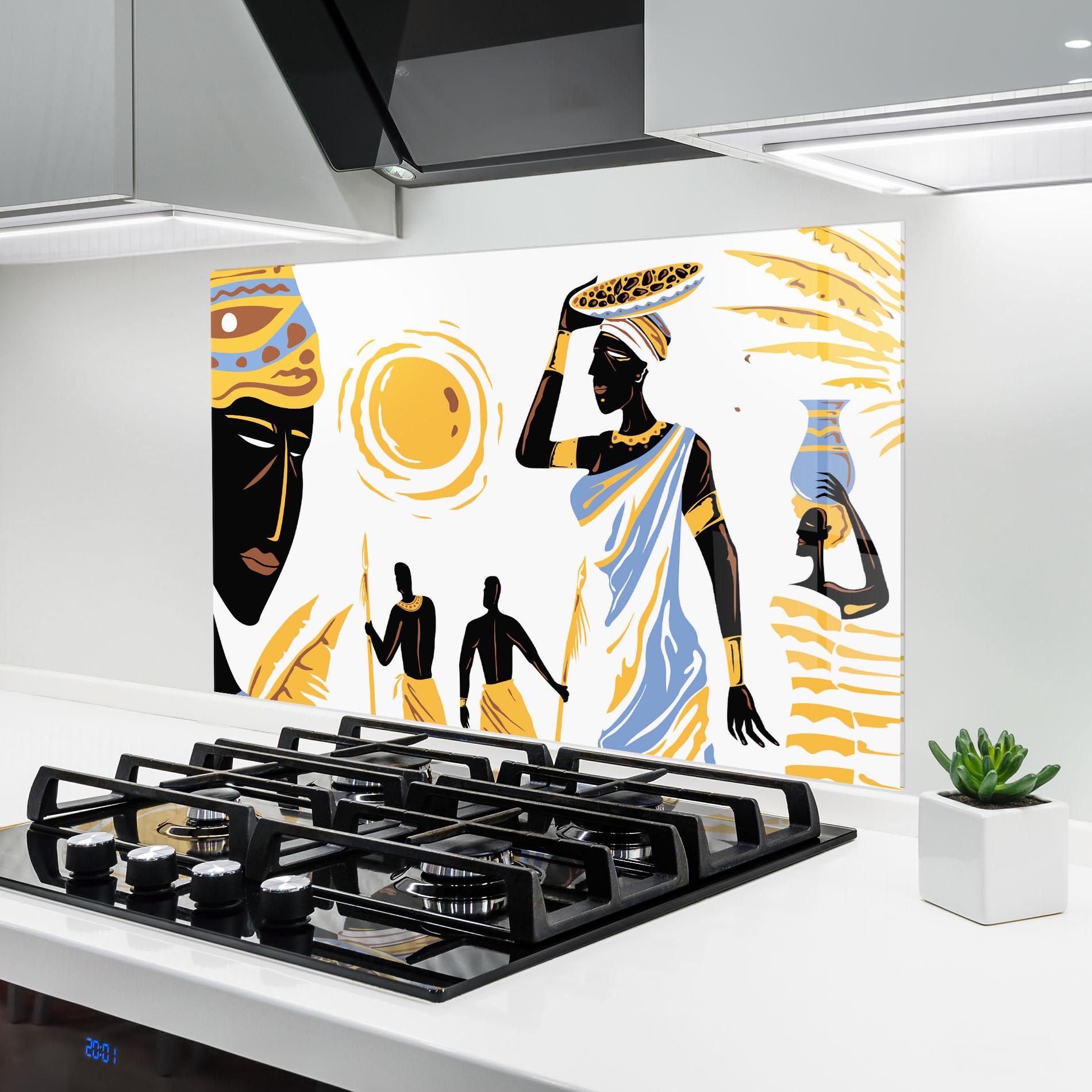 Konyhai üveg hátfal African Drawing mockup 6