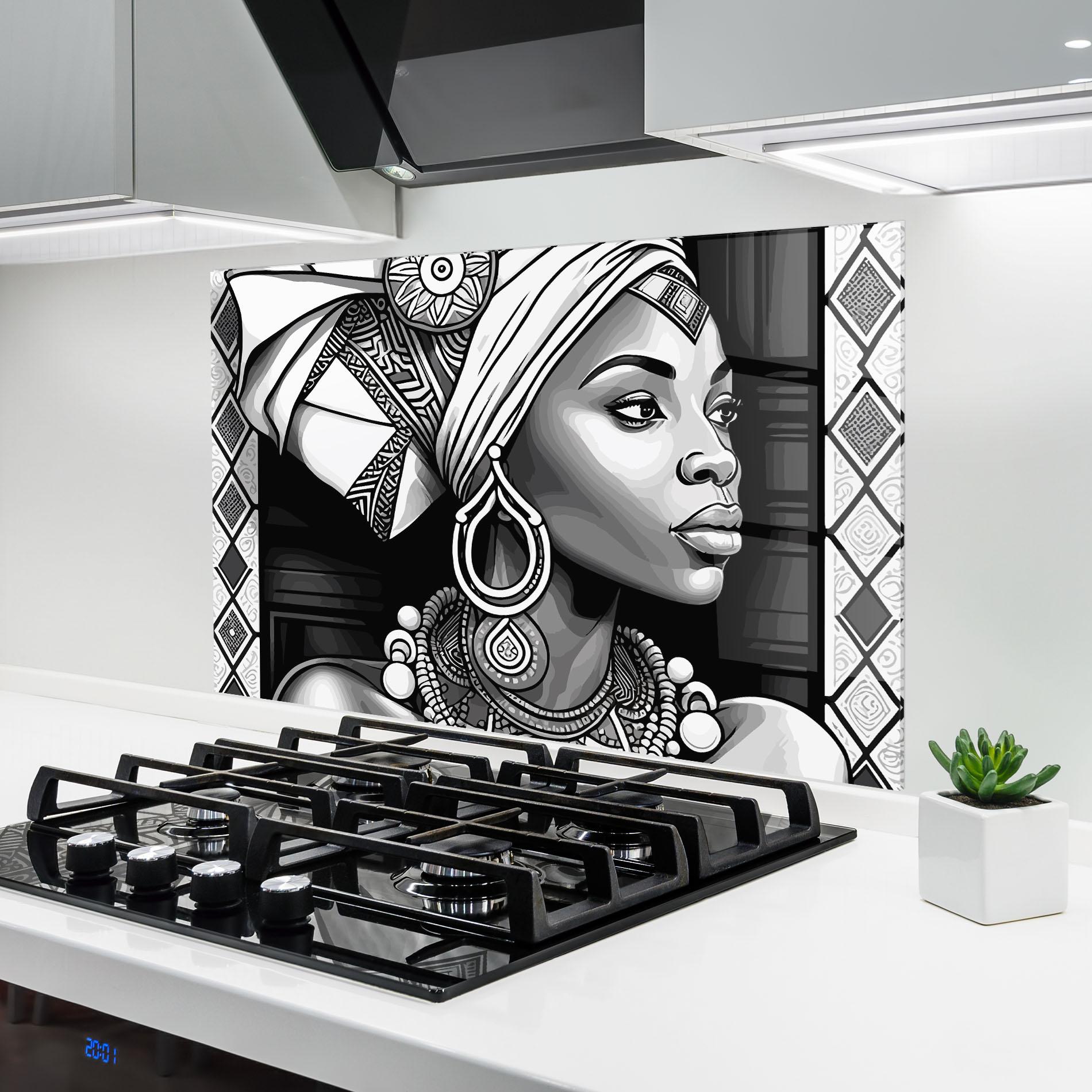 Konyhai üveg hátfal African Lady mockup 6
