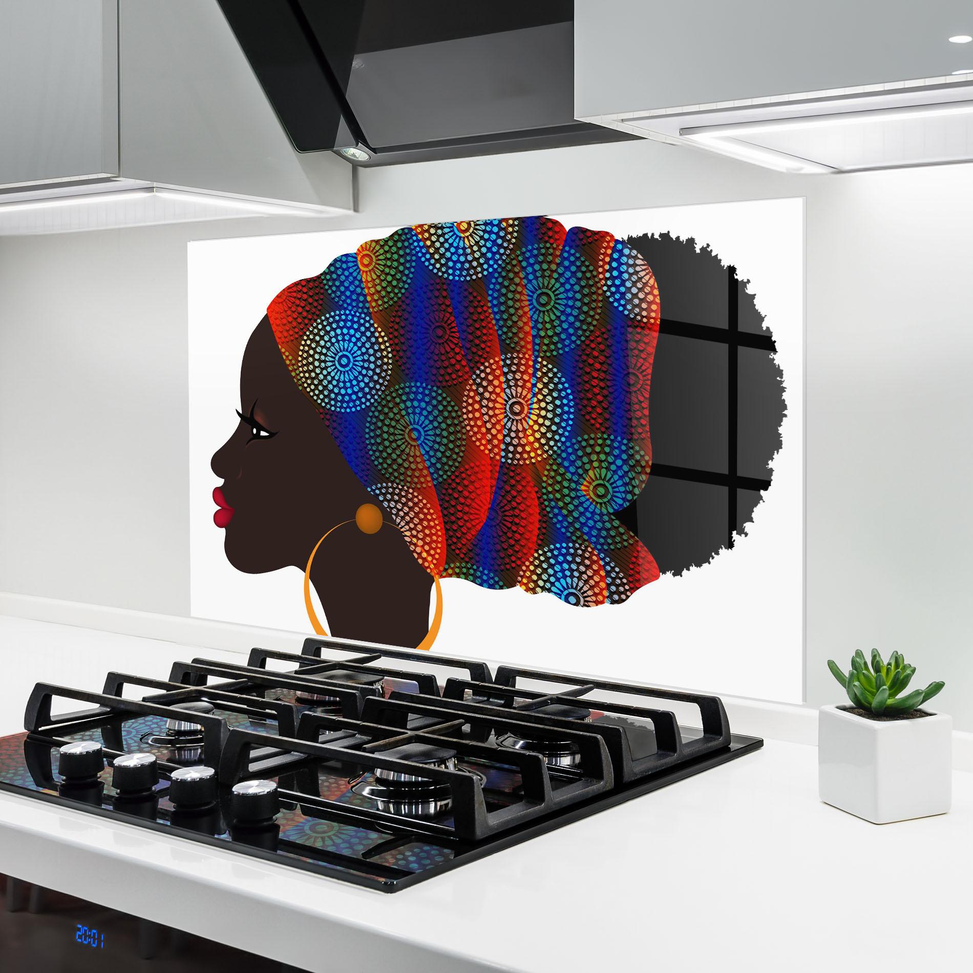 Konyhai üveg hátfal Afro Hairstyle mockup 6