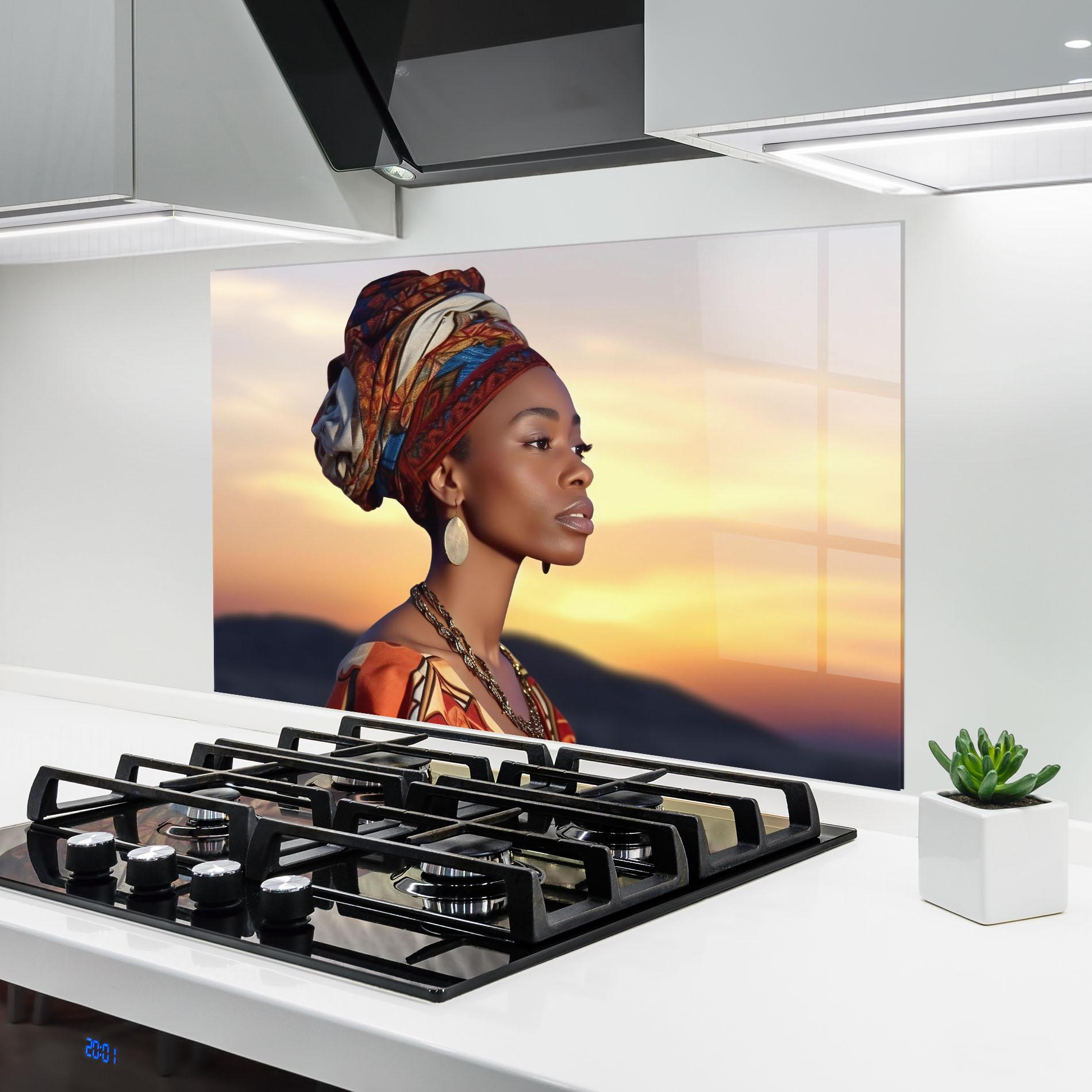 Konyhai üveg hátfal Beautiful African Sunset mockup 6